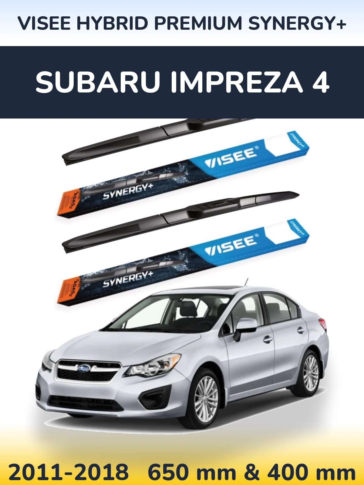 Sada předních stěračů VISEE HYBRID PREMIUM SYNERGY+ 650 a 400 mm pro Subaru Impreza 4 2011-2018