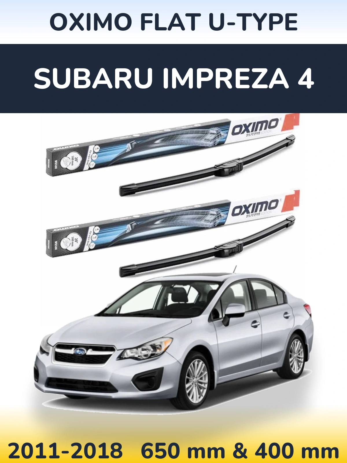 Sada předních stěračů Oximo Flat U-type 650 a 400 mm pro Subaru Impreza 4 2011-2018