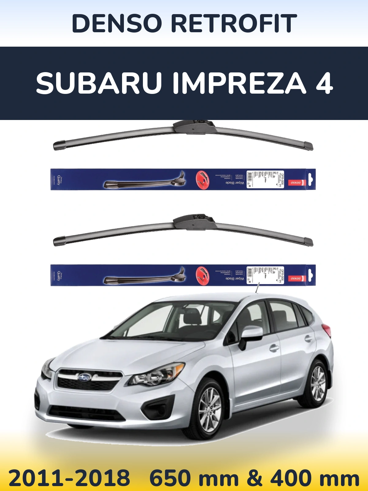 Sada předních stěračů Denso Retrofit 650 a 400 mm pro Subaru Impreza 4 2011-2018