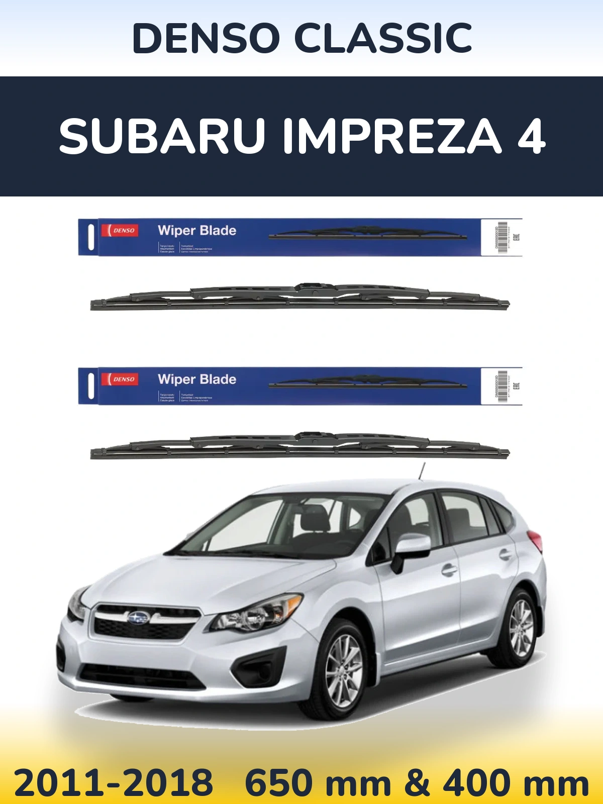 Sada předních stěračů Denso Classic 650 a 400 mm pro Subaru Impreza 4 2011-2018