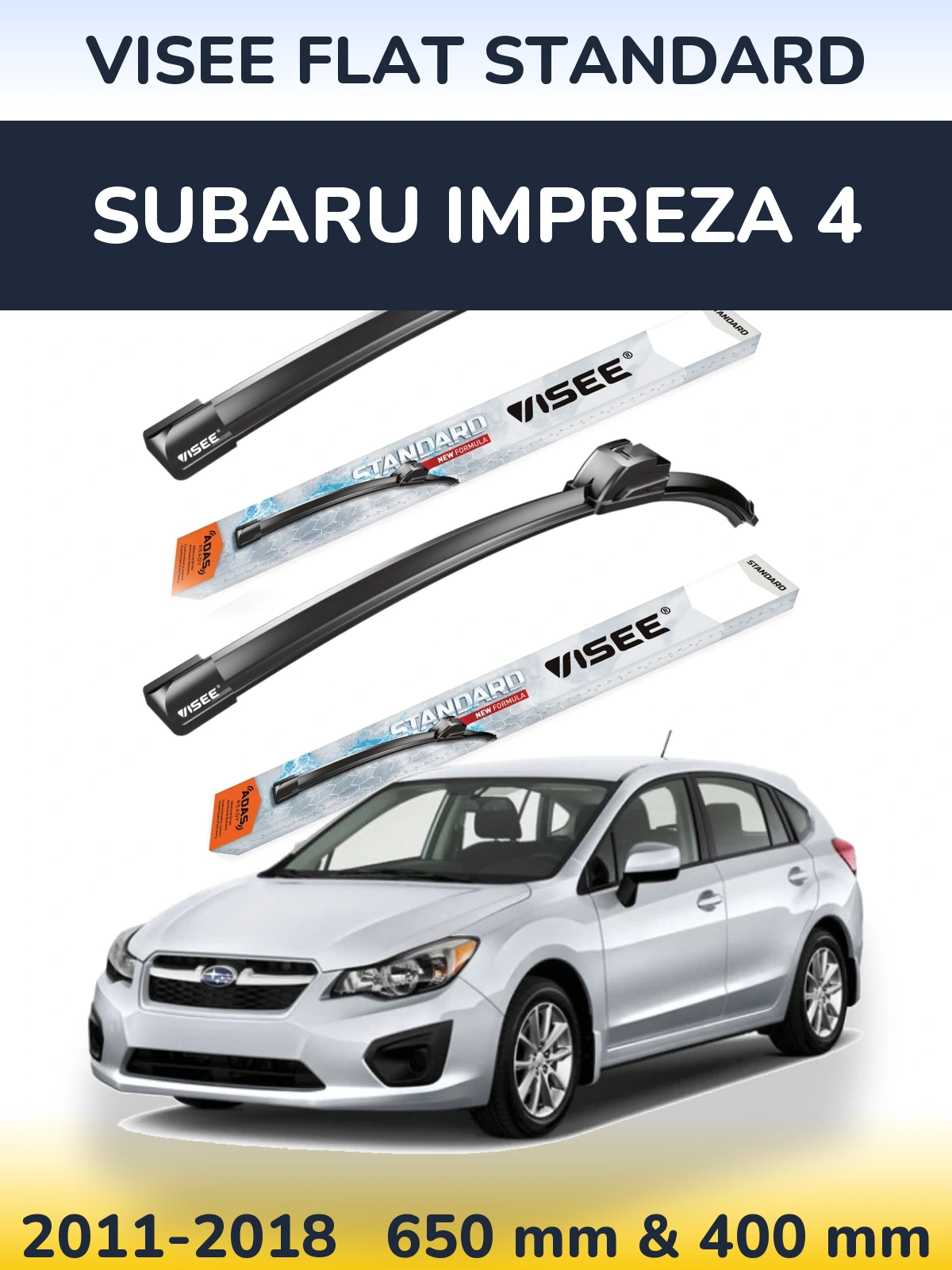 Sada předních stěračů VISEE FLAT STANDARD 650 a 400 mm pro Subaru Impreza 4 2011-2018