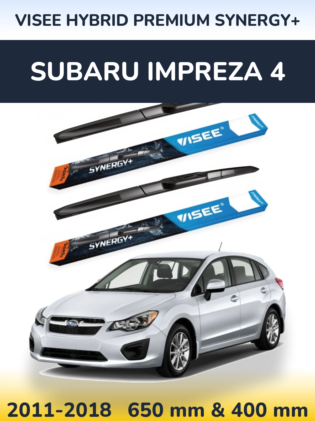 Sada předních stěračů VISEE HYBRID PREMIUM SYNERGY+ 650 a 400 mm pro Subaru Impreza 4 2011-2018