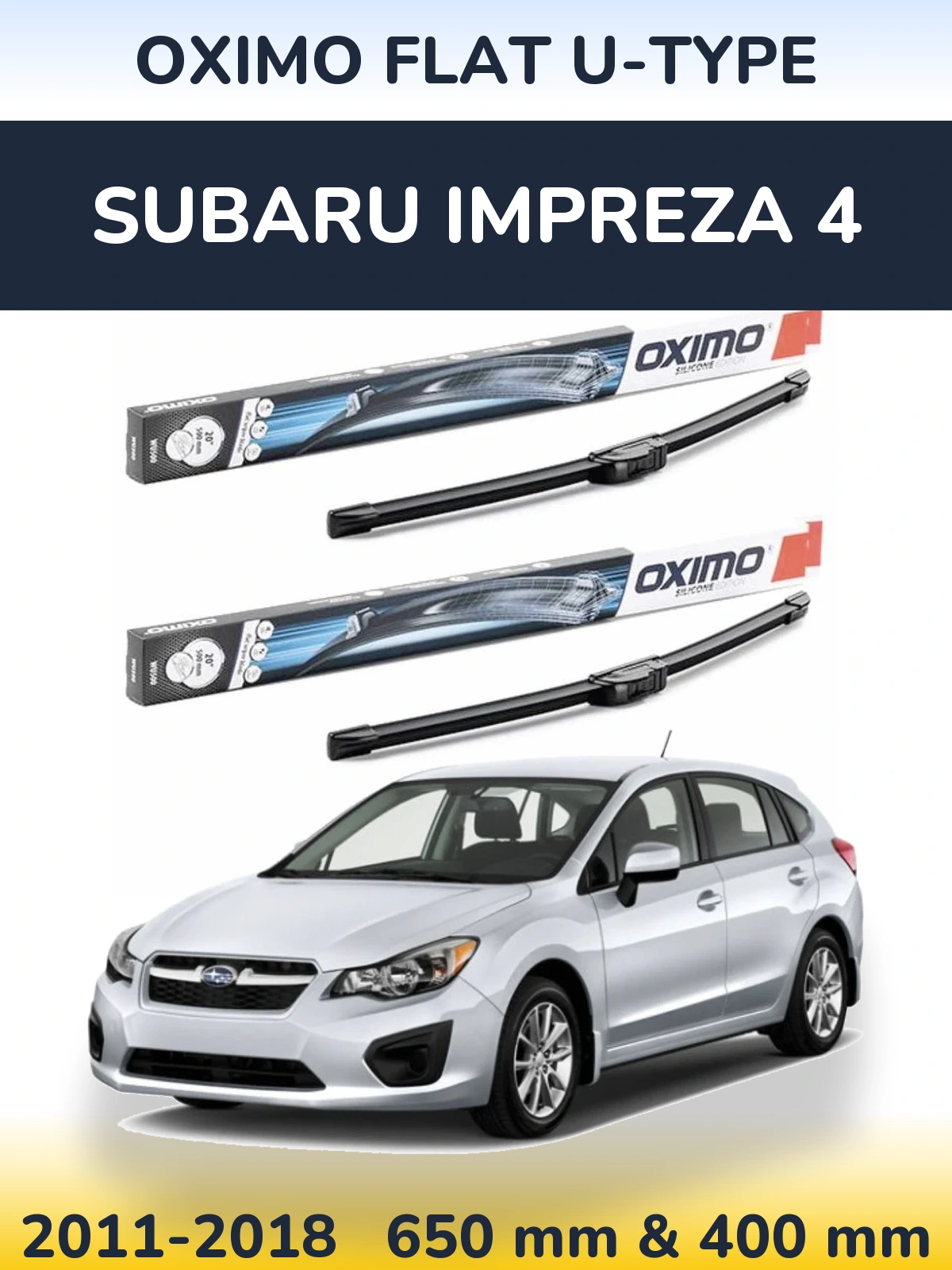 Sada předních stěračů Oximo Flat U-type 650 a 400 mm pro Subaru Impreza 4 2011-2018