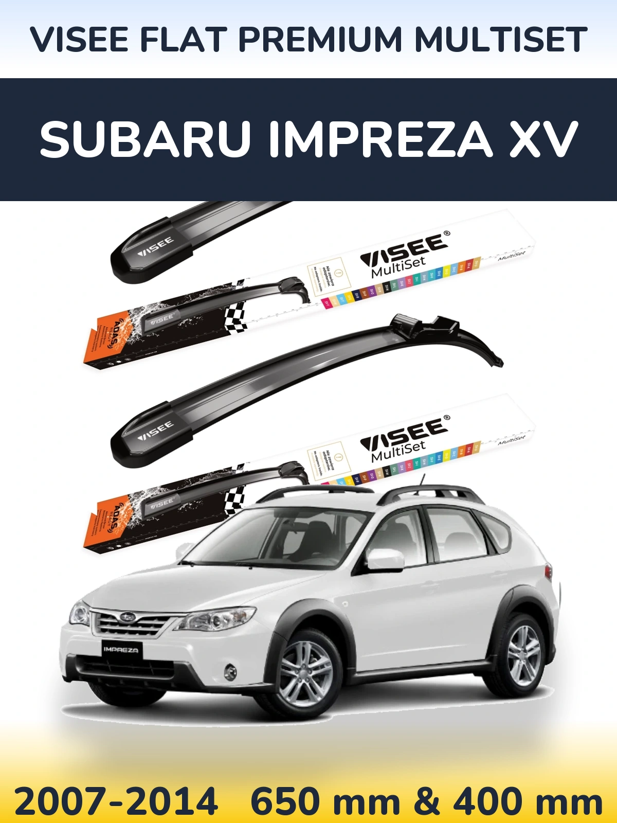 Sada předních stěračů VISEE FLAT PREMIUM MultiSet 650 a 400 mm pro Subaru Impreza XV 2007-2014