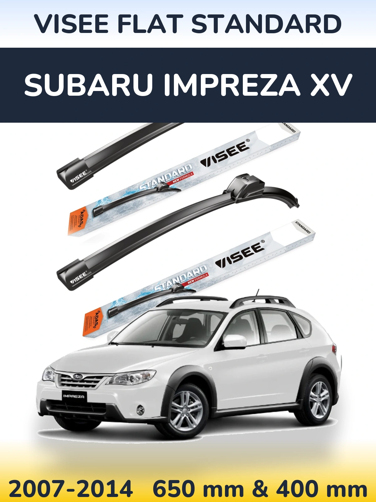 Sada předních stěračů VISEE FLAT STANDARD 650 a 400 mm pro Subaru Impreza XV 2007-2014