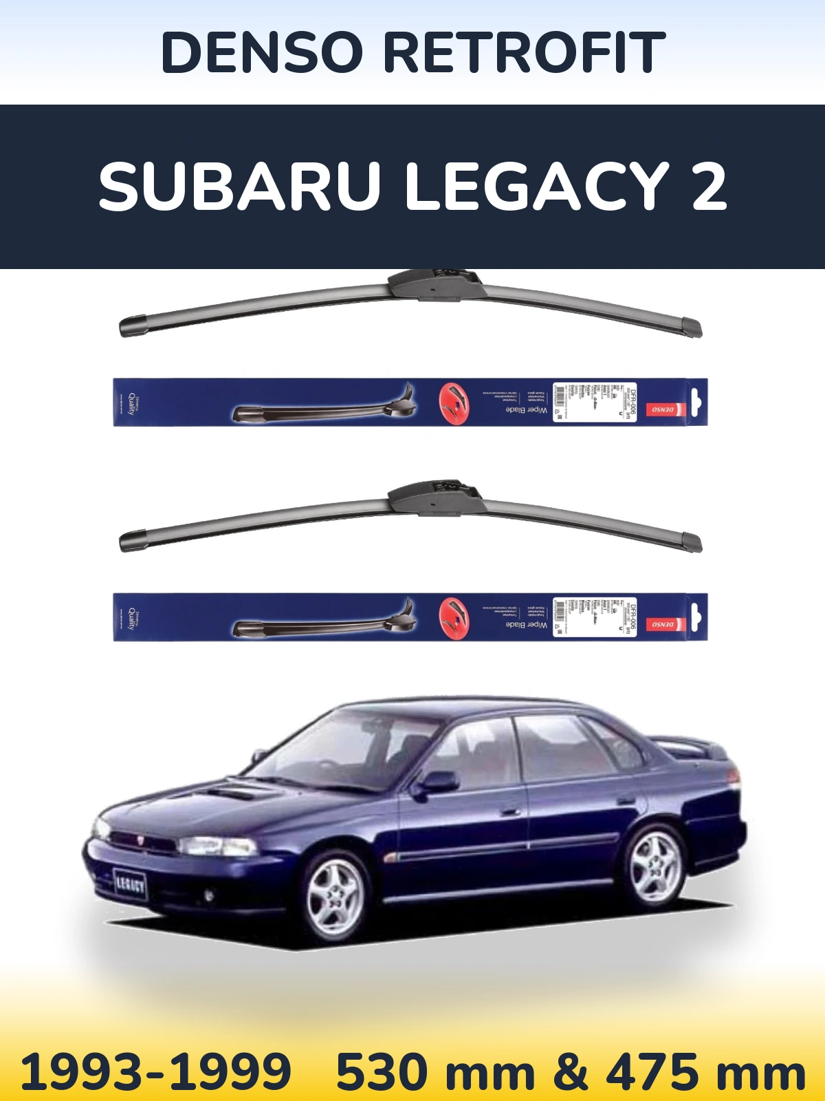 Sada předních stěračů Denso Retrofit 530 a 475 mm pro Subaru Legacy 2 1993-1999