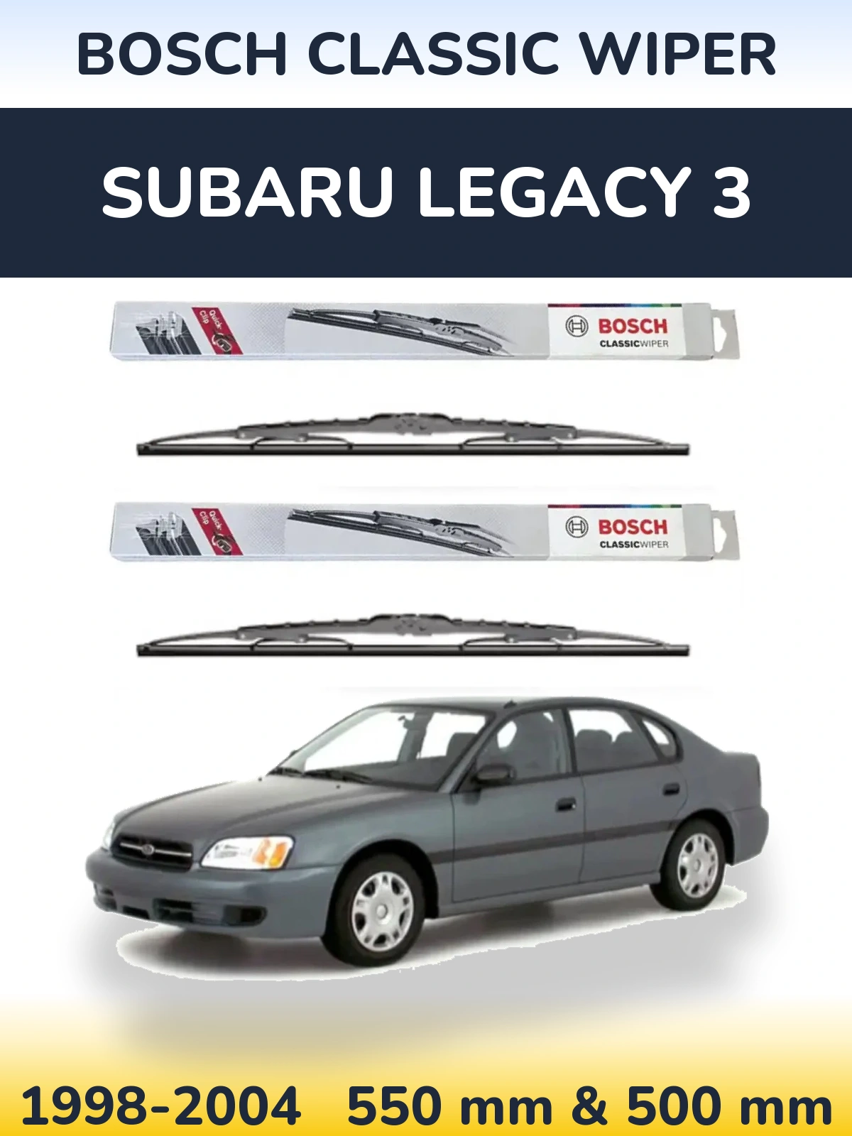 Sada předních stěračů BOSCH Classic Wiper 550 a 500 mm pro Subaru Legacy 3 1998-2004