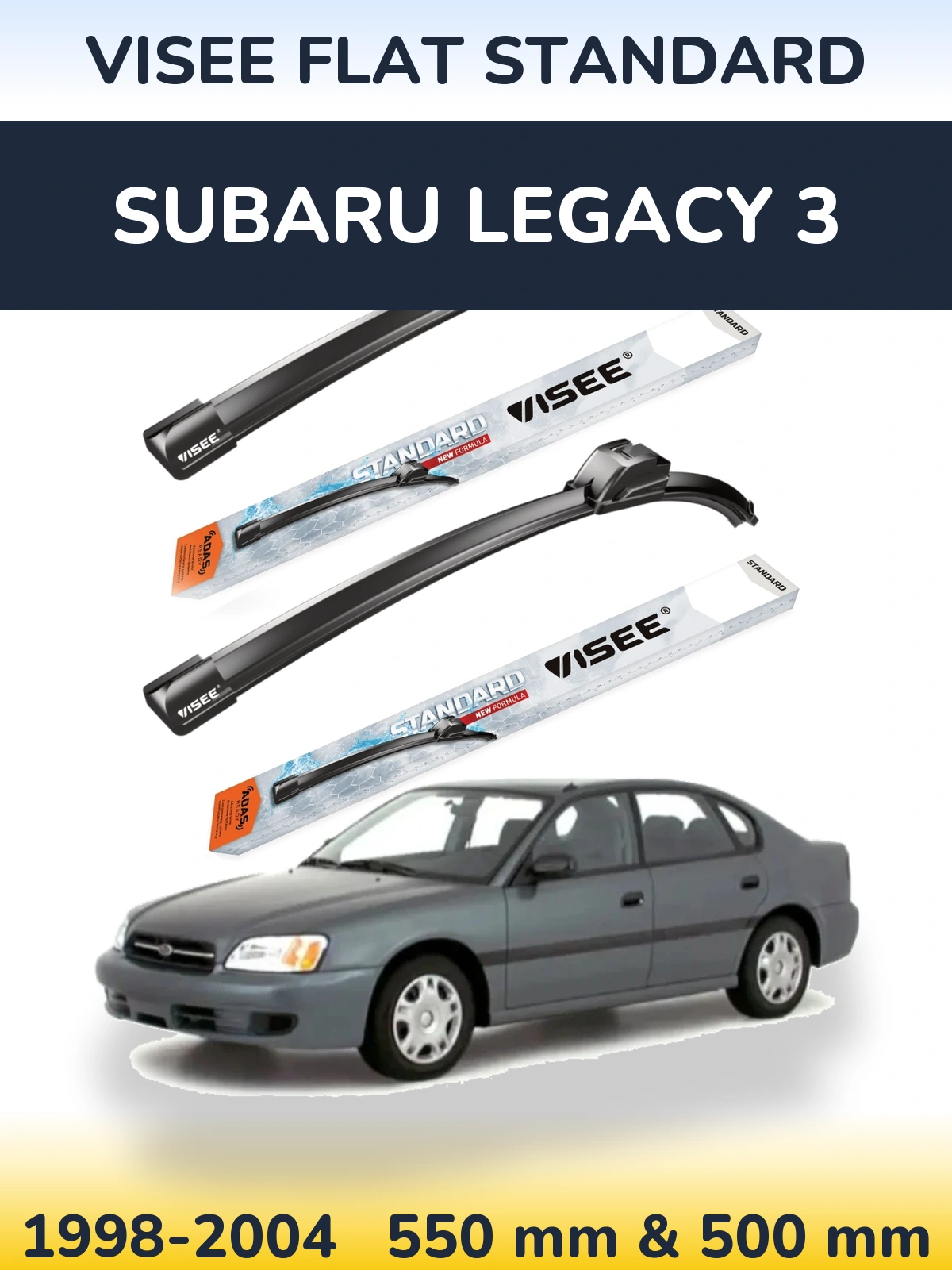 Комплект передніх щіток VISEE FLAT STANDARD 550 & 500 мм для Subaru Legacy 3 1998-2004