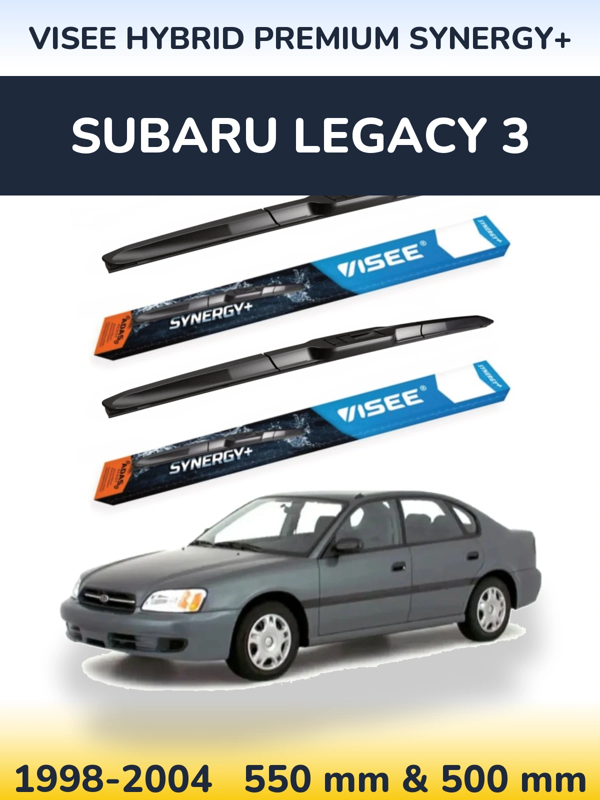 Sada předních stěračů VISEE HYBRID PREMIUM SYNERGY+ 550 a 500 mm pro Subaru Legacy 3 1998-2004