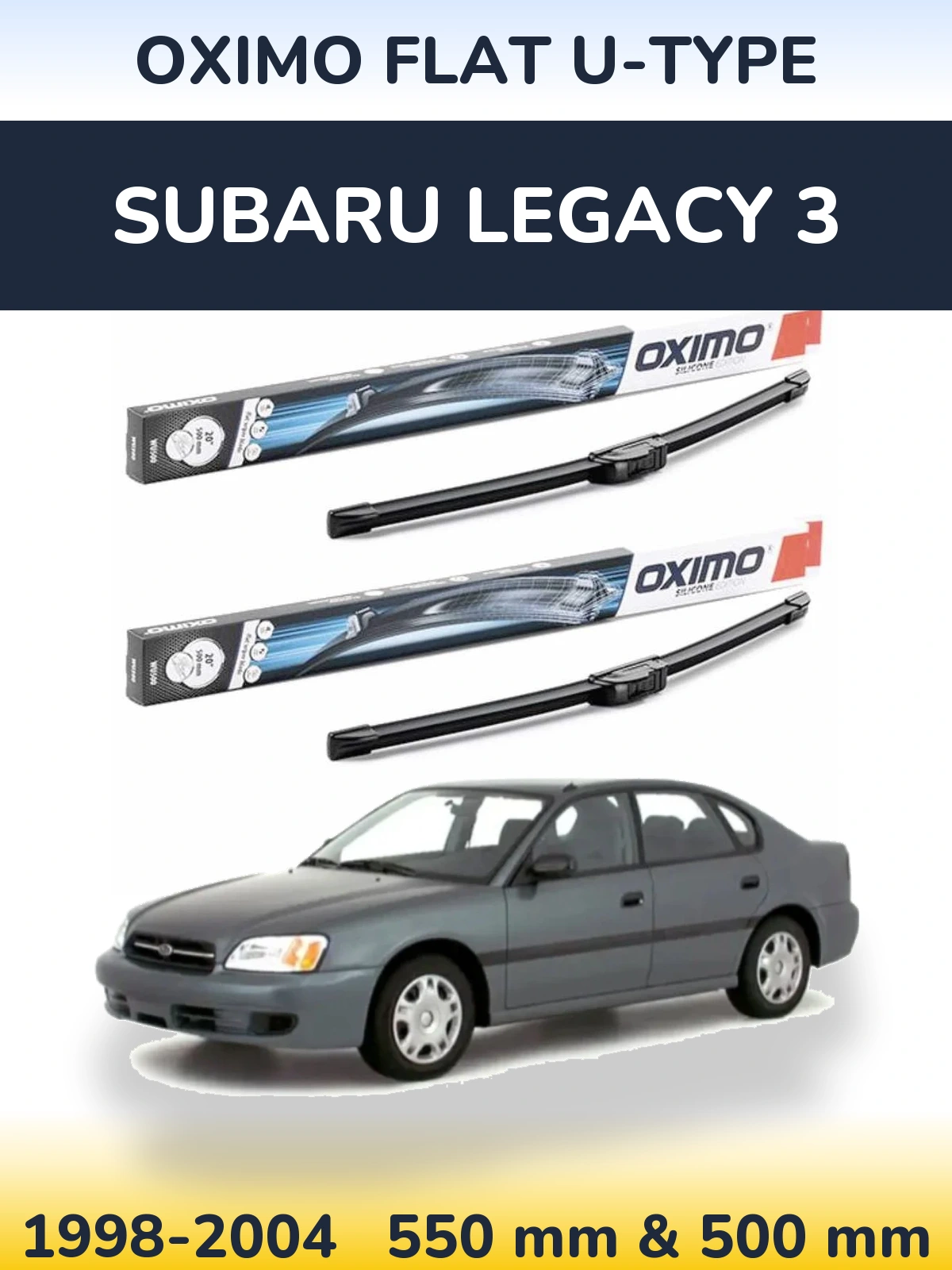 Sada předních stěračů Oximo Flat U-type 550 a 500 mm pro Subaru Legacy 3 1998-2004