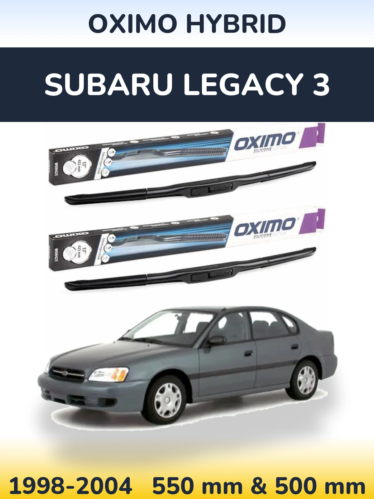 Sada předních stěračů Oximo Hybrid 550 a 500 mm pro Subaru Legacy 3 1998-2004