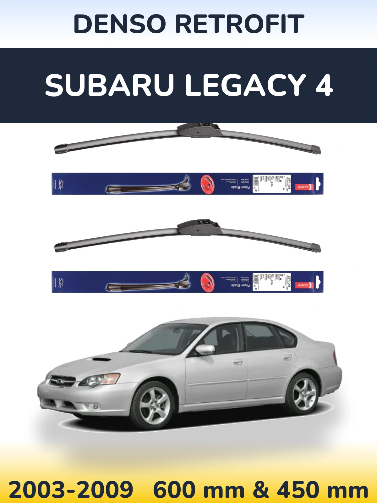 Sada předních stěračů Denso Retrofit 600 a 450 mm pro Subaru Legacy 4 2003-2009