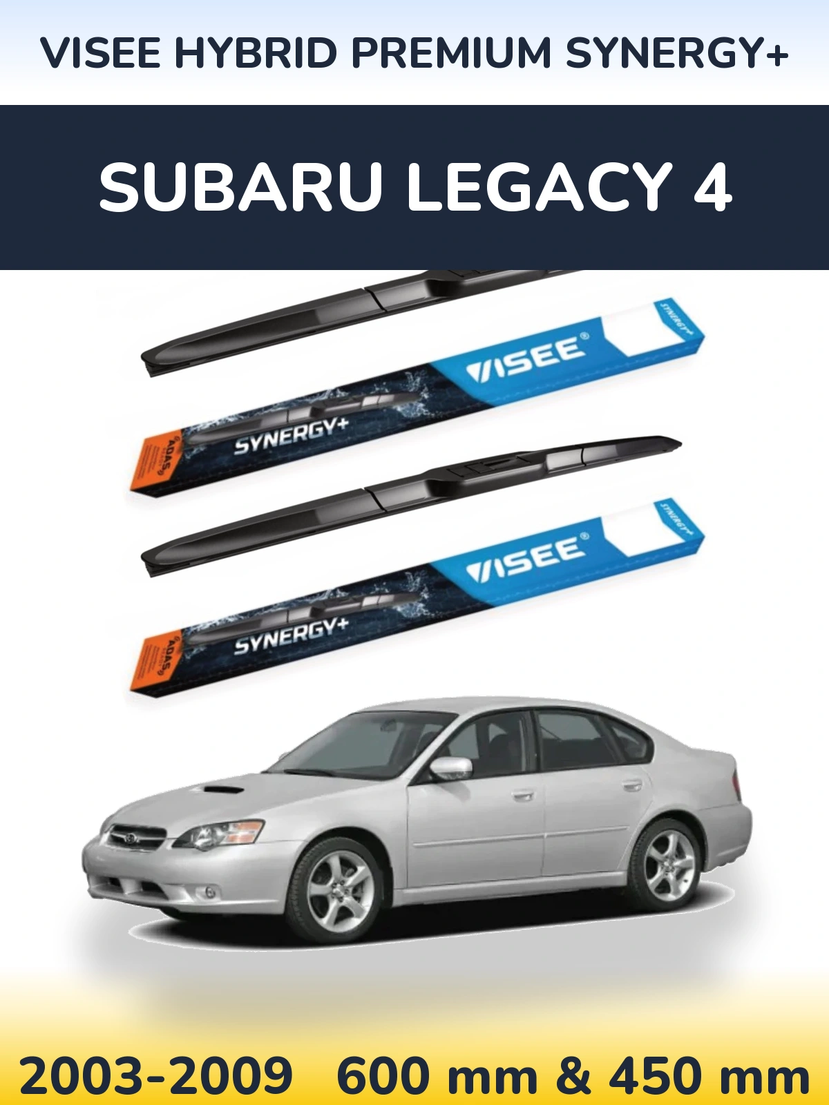 Sada předních stěračů VISEE HYBRID PREMIUM SYNERGY+ 600 a 450 mm pro Subaru Legacy 4 2003-2009