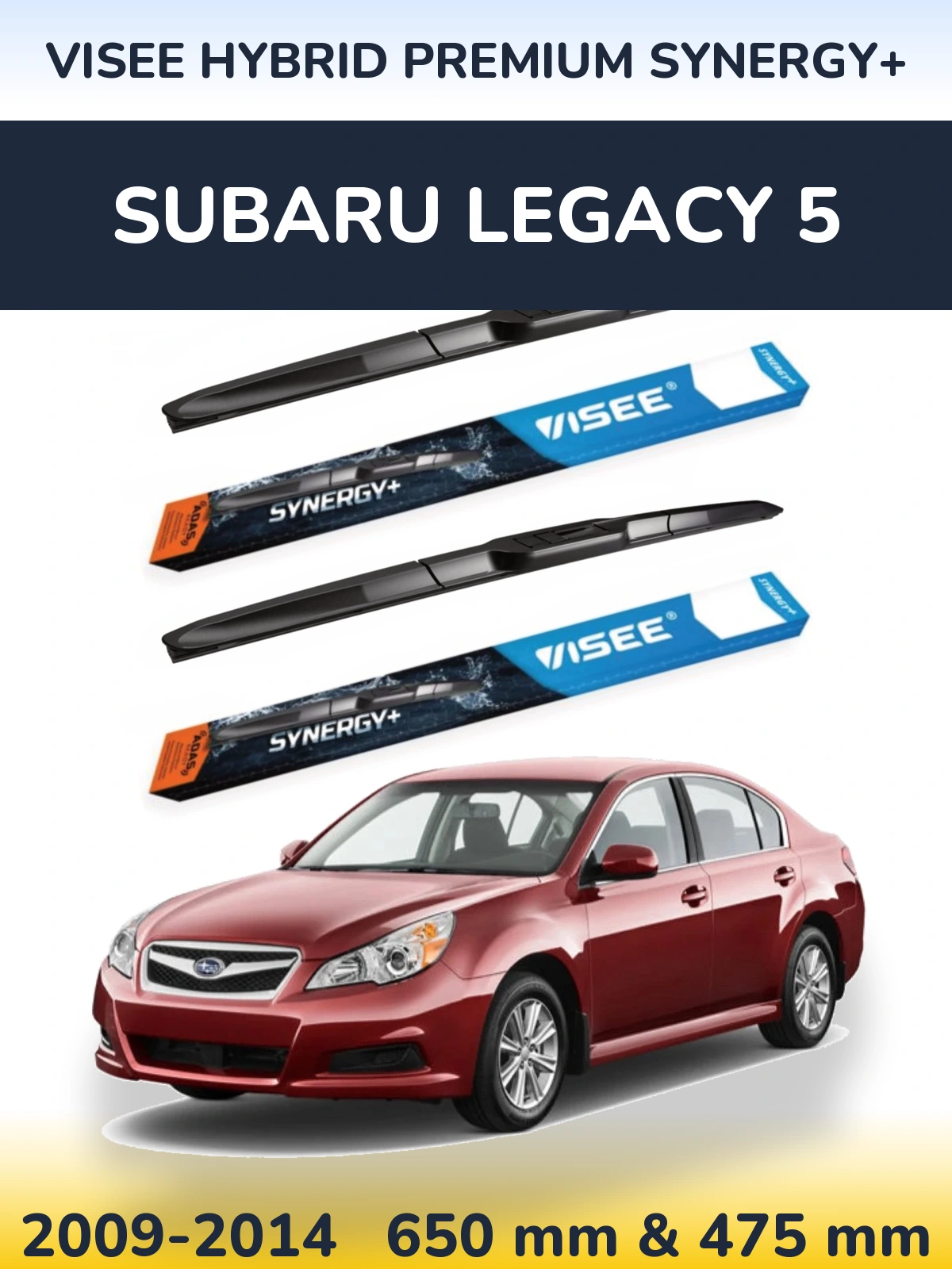 Sada předních stěračů VISEE HYBRID PREMIUM SYNERGY+ 650 a 475 mm pro Subaru Legacy 5 2009-2014