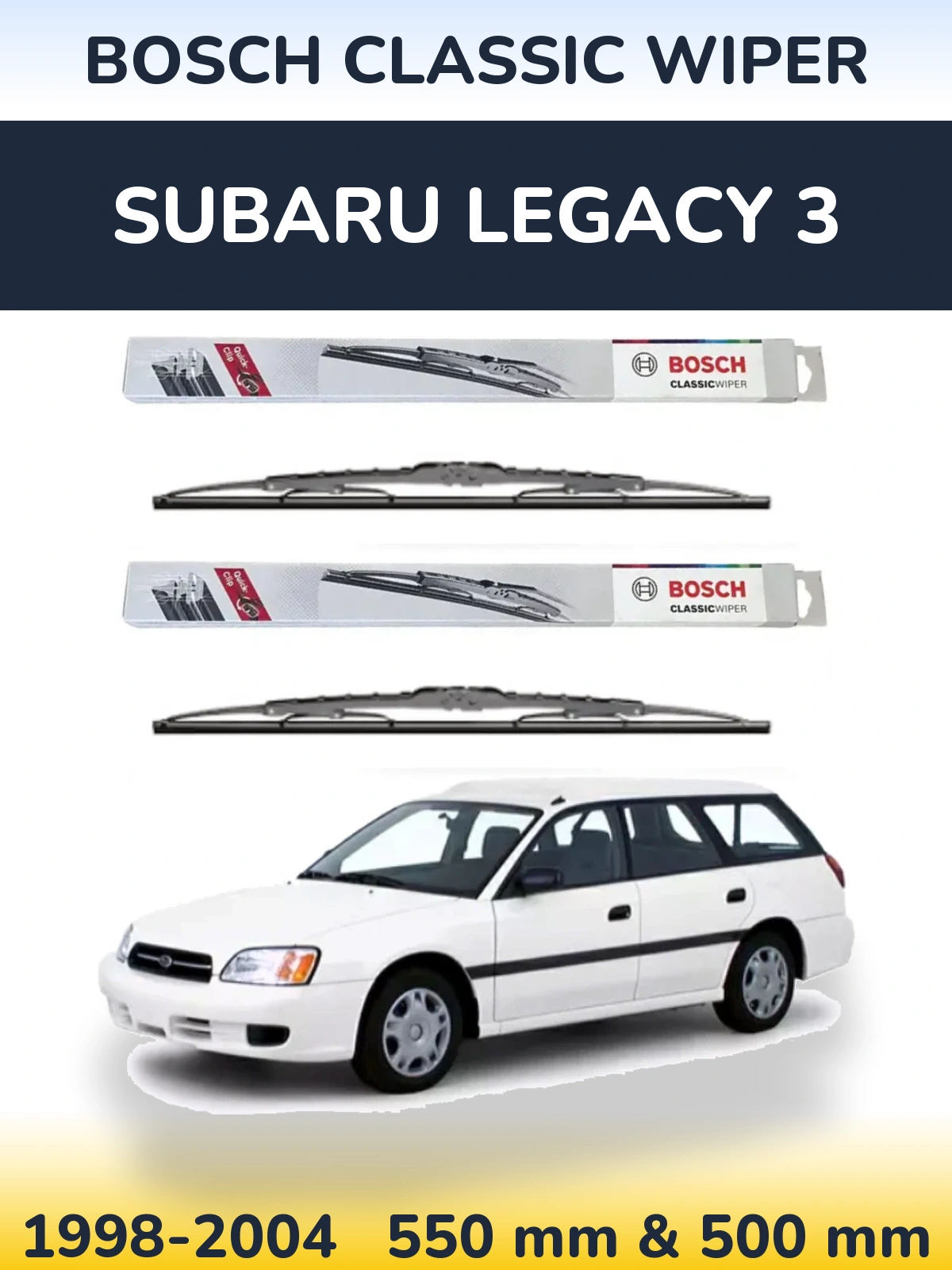 Sada předních stěračů BOSCH Classic Wiper 550 a 500 mm pro Subaru Legacy 3 1998-2004