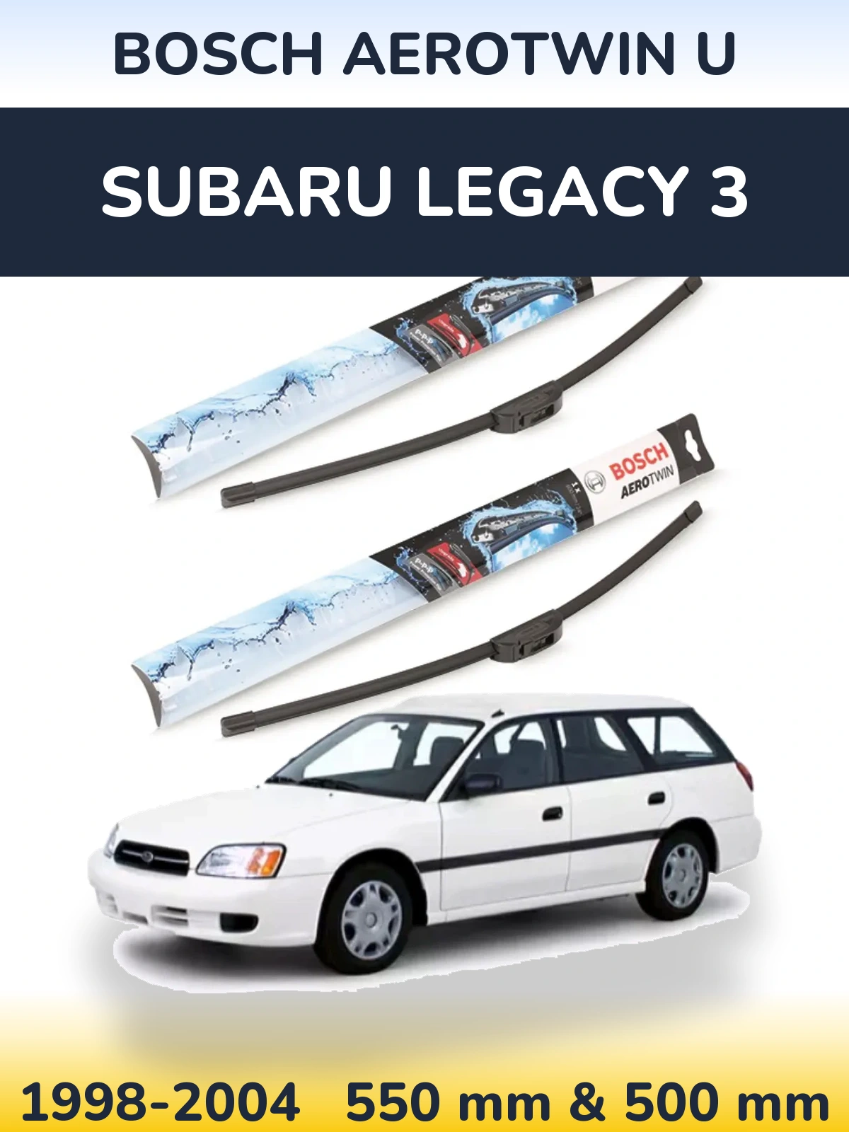 Sada předních stěračů BOSCH AeroTwin U 550 a 500 mm pro Subaru Legacy 3 1998-2004