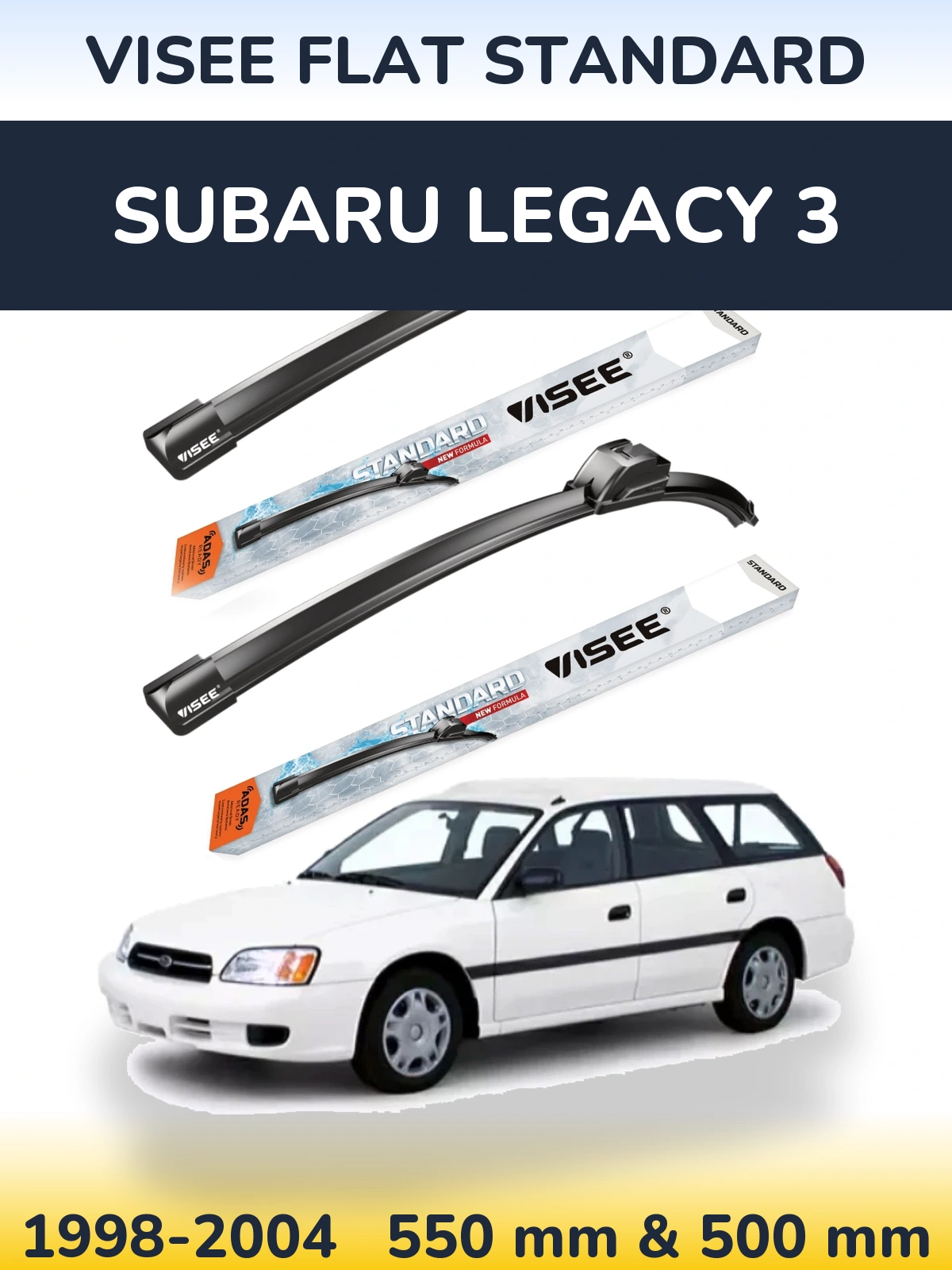Sada předních stěračů VISEE FLAT STANDARD 550 a 500 mm pro Subaru Legacy 3 1998-2004