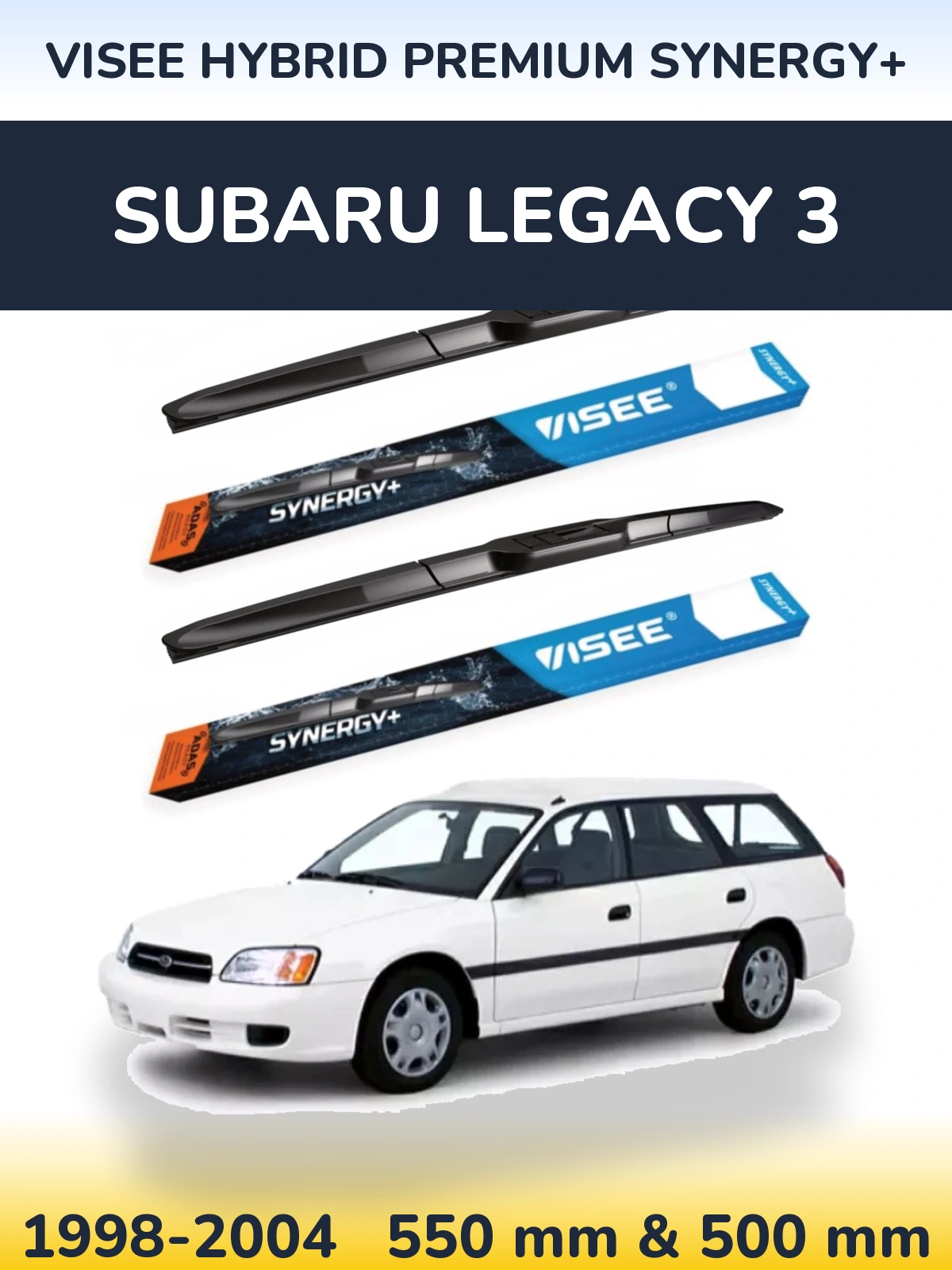 Sada předních stěračů VISEE HYBRID PREMIUM SYNERGY+ 550 a 500 mm pro Subaru Legacy 3 1998-2004