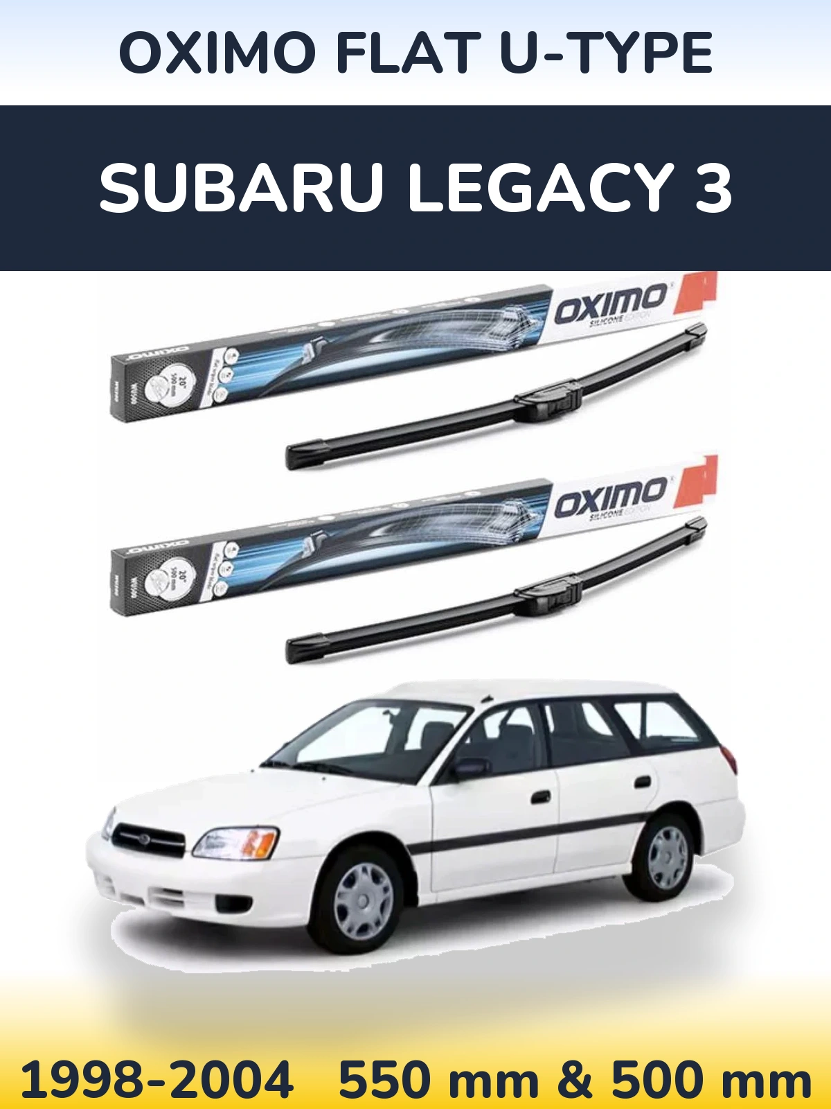 Sada předních stěračů Oximo Flat U-type 550 a 500 mm pro Subaru Legacy 3 1998-2004