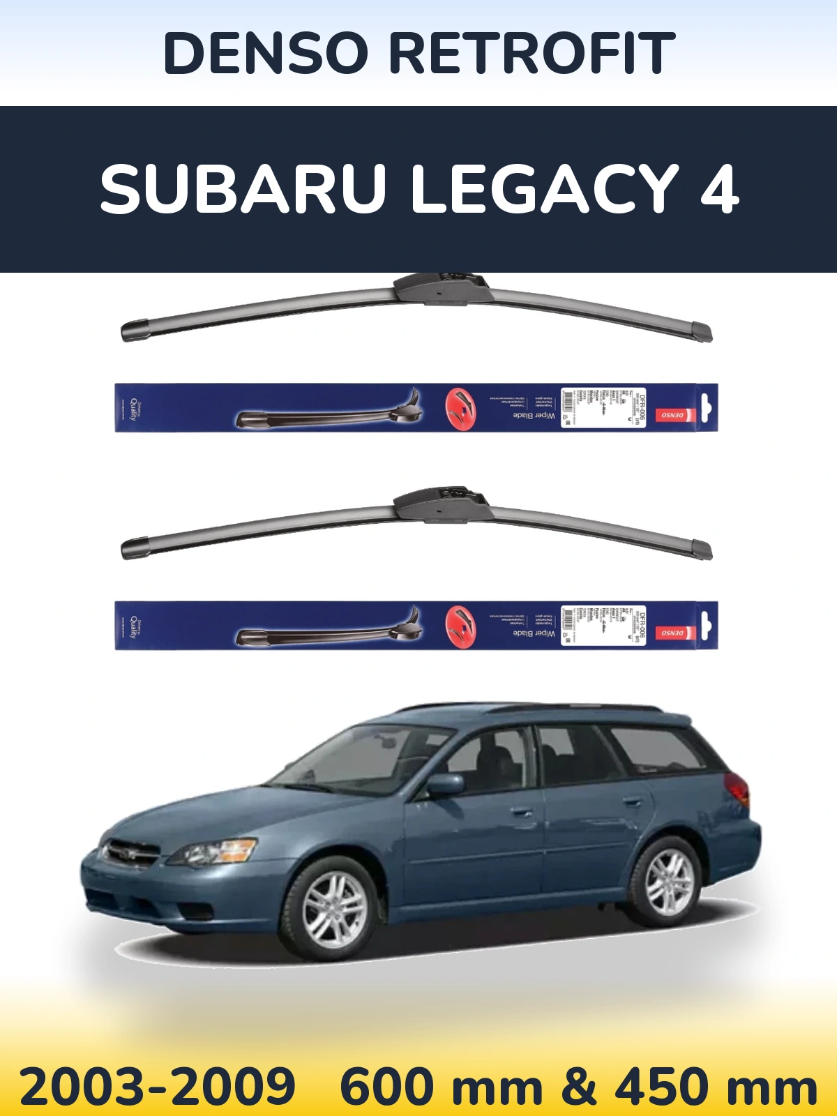 Sada předních stěračů Denso Retrofit 600 a 450 mm pro Subaru Legacy 4 2003-2009