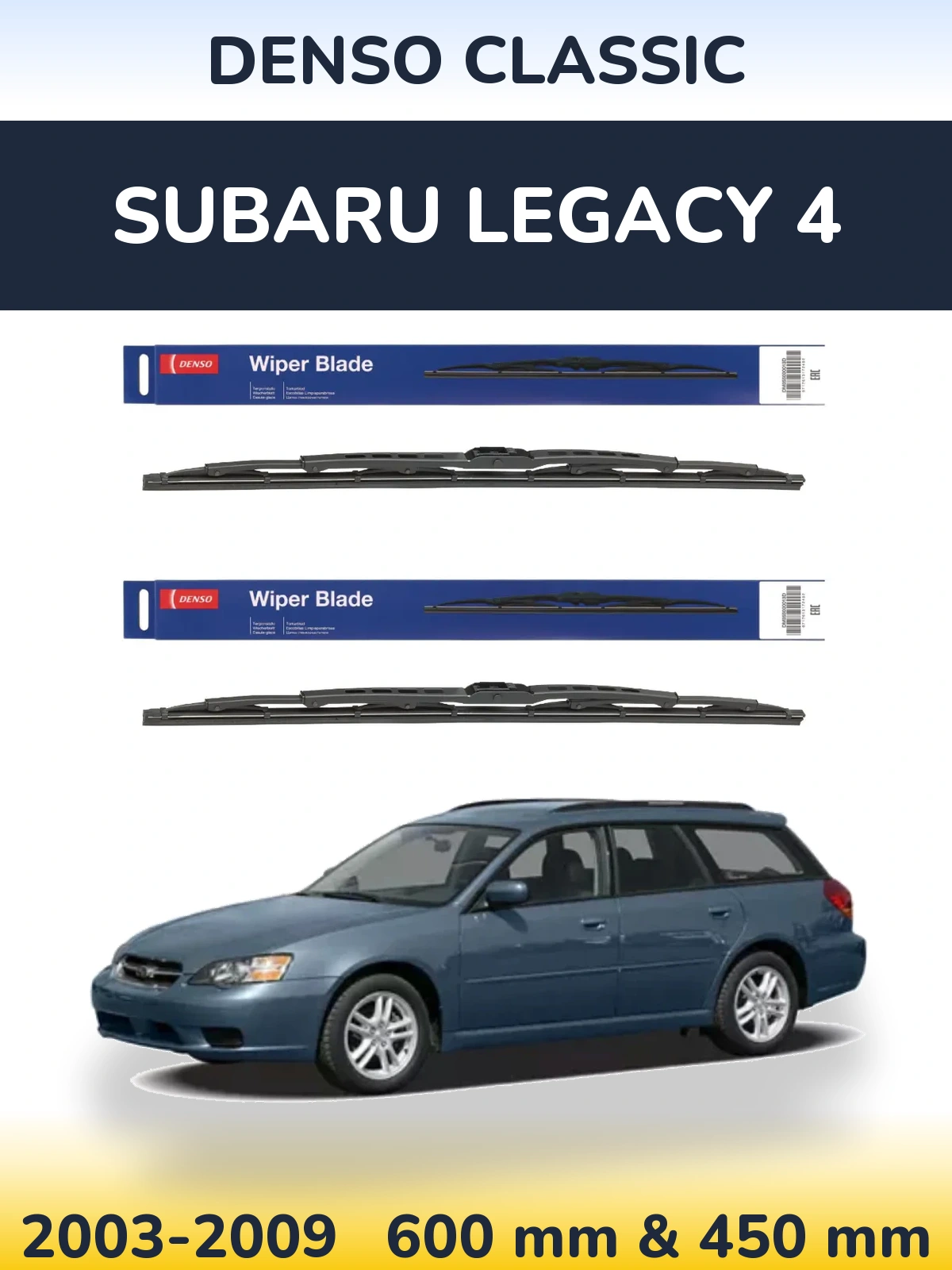 Sada předních stěračů Denso Classic 600 a 450 mm pro Subaru Legacy 4 2003-2009