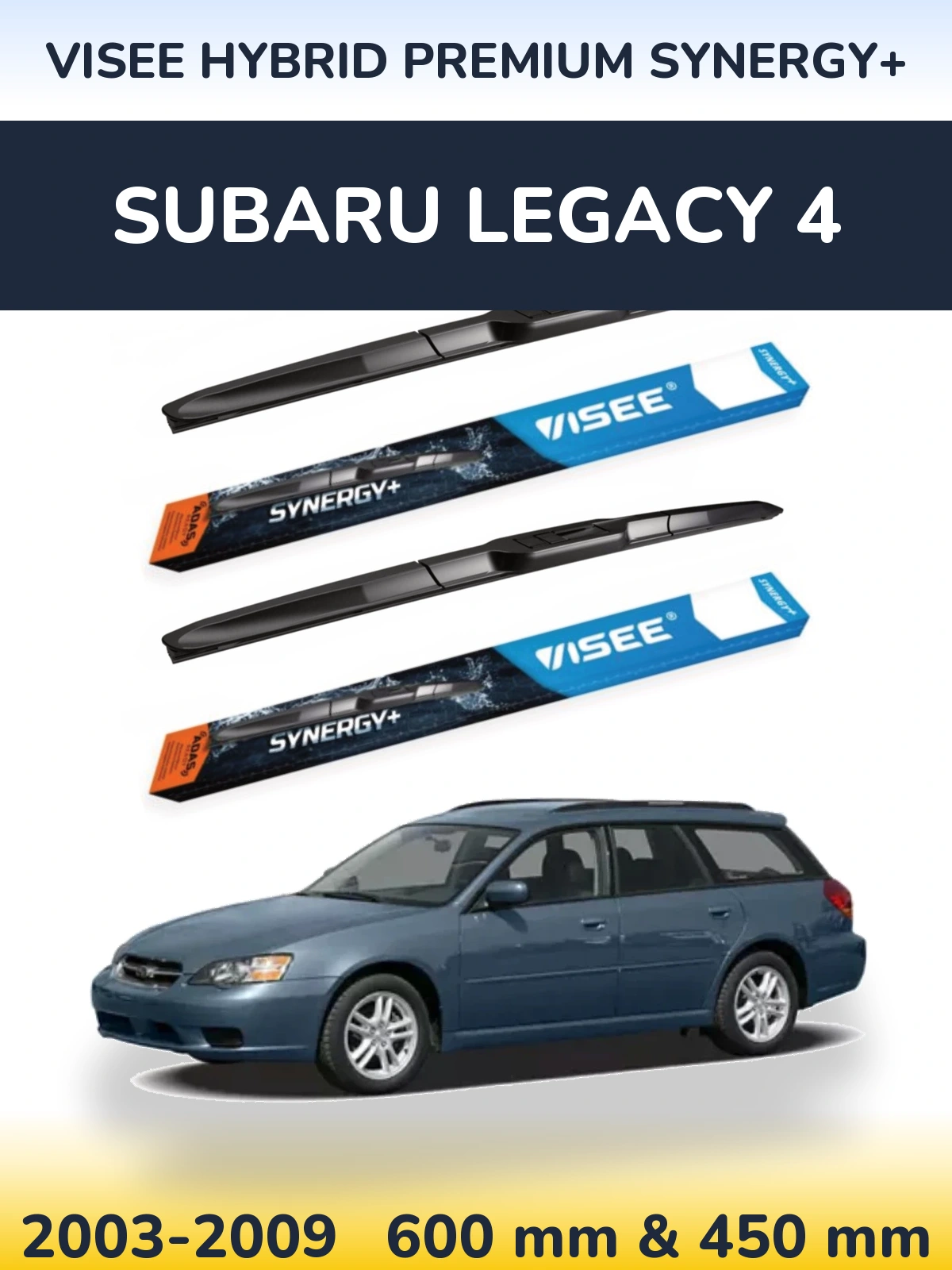 Sada předních stěračů VISEE HYBRID PREMIUM SYNERGY+ 600 a 450 mm pro Subaru Legacy 4 2003-2009