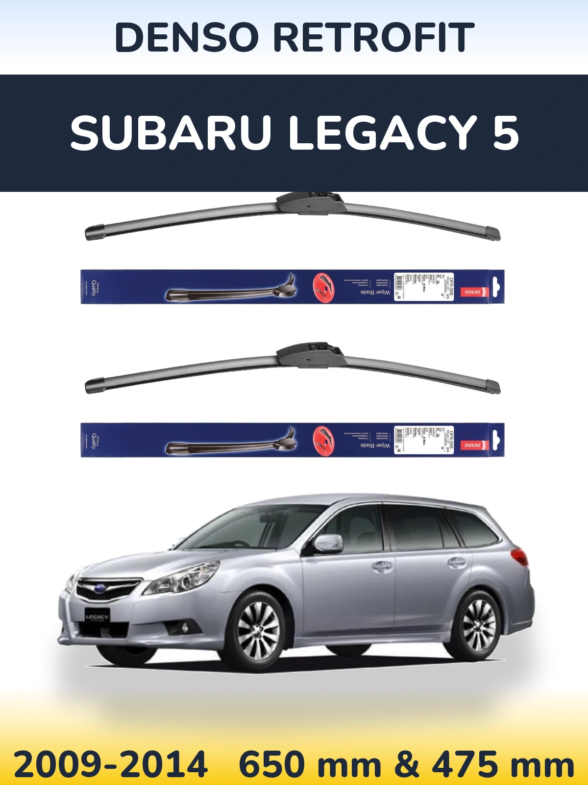Sada předních stěračů Denso Retrofit 650 a 475 mm pro Subaru Legacy 5 2009-2014