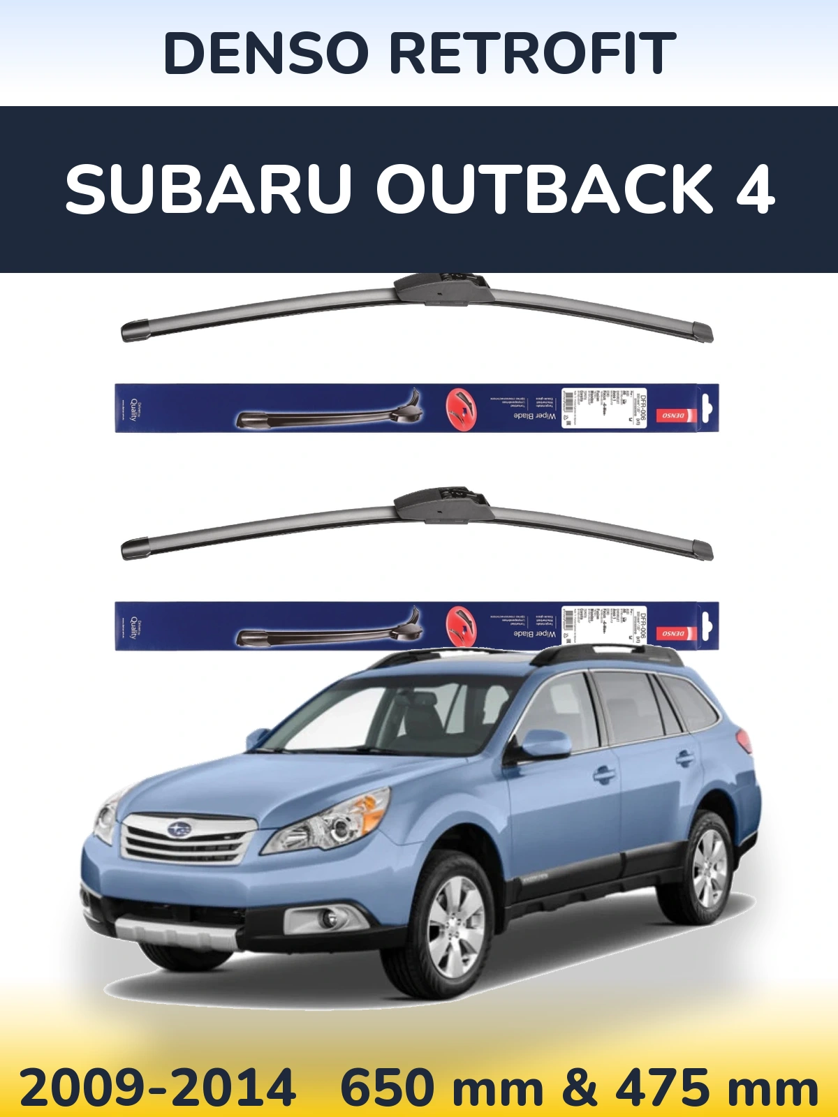 Sada předních stěračů Denso Retrofit 650 a 475 mm pro Subaru Outback 4 2009-2014