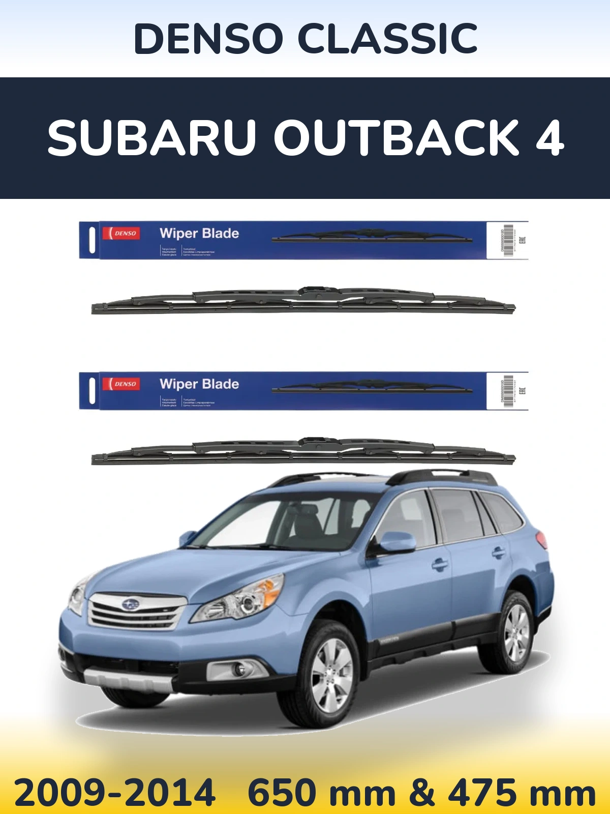 Sada předních stěračů Denso Classic 650 a 475 mm pro Subaru Outback 4 2009-2014
