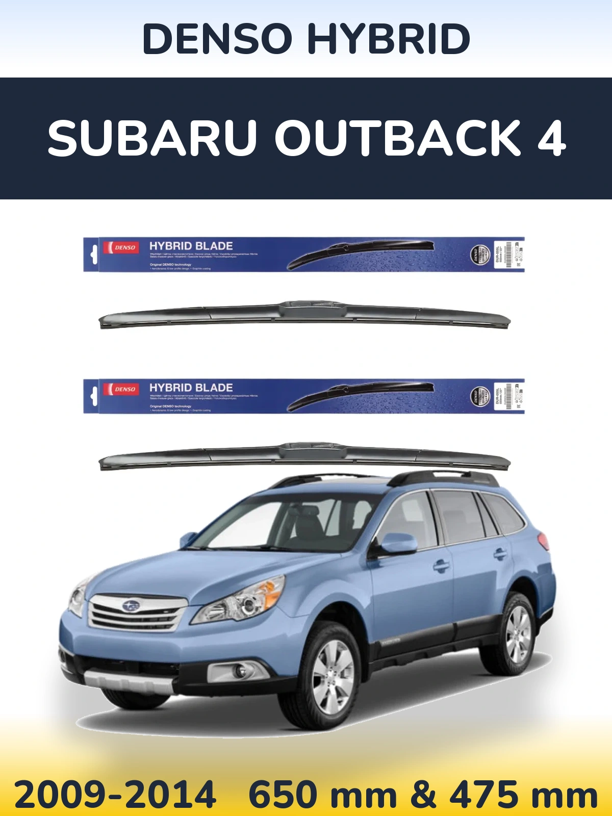 Sada předních stěračů Denso Hybrid 650 a 475 mm pro Subaru Outback 4 2009-2014