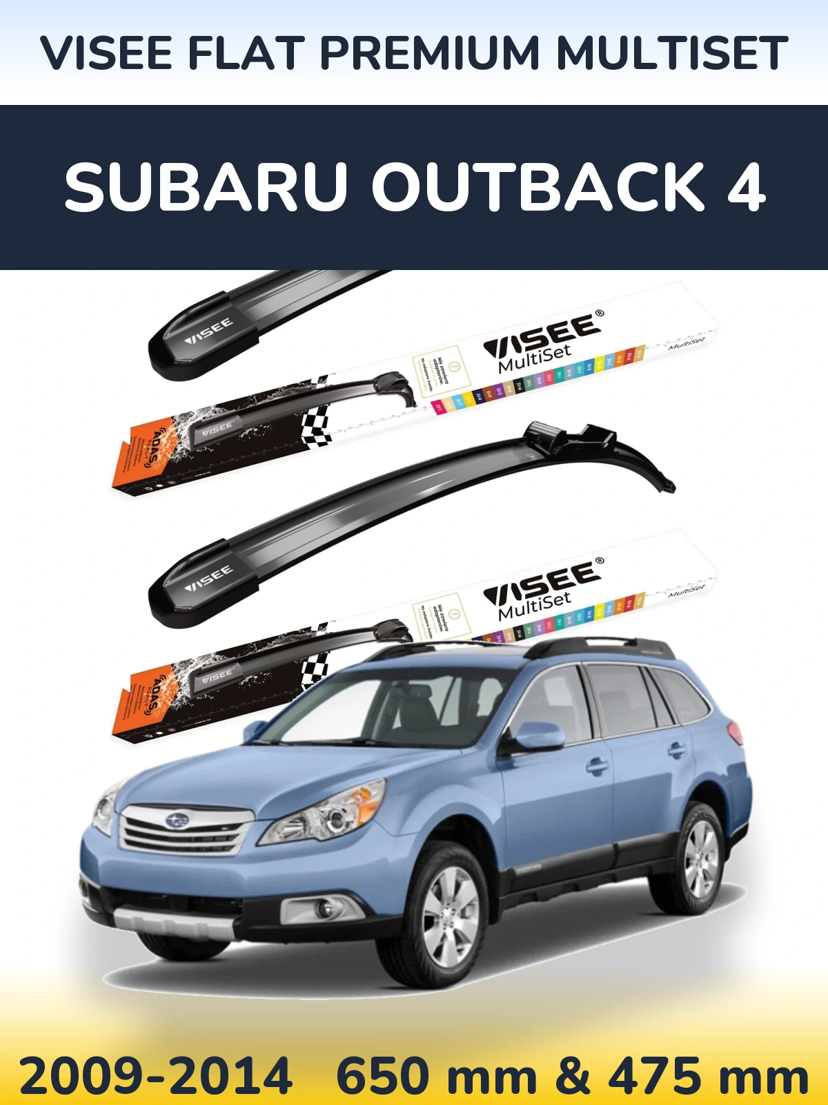 Sada předních stěračů VISEE FLAT PREMIUM MultiSet 650 a 475 mm pro Subaru Outback 4 2009-2014