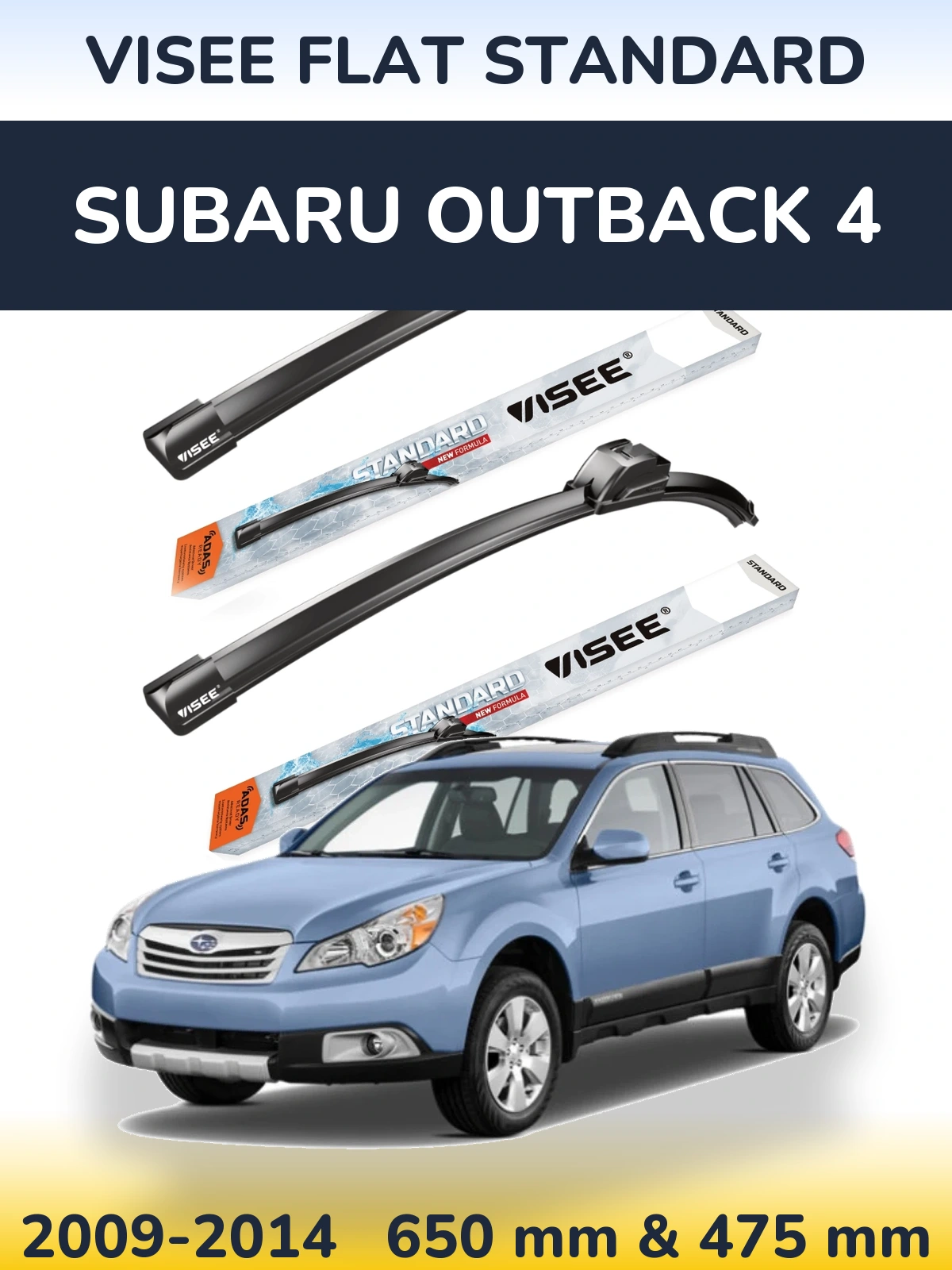 Sada předních stěračů VISEE FLAT STANDARD 650 a 475 mm pro Subaru Outback 4 2009-2014