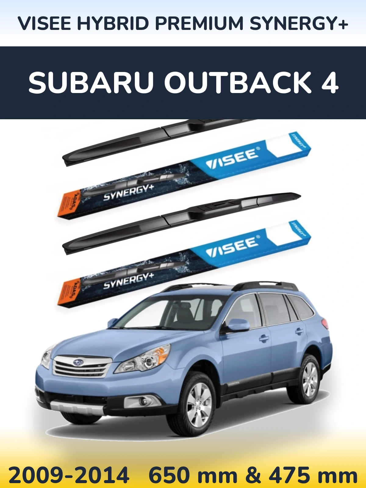 Sada předních stěračů VISEE HYBRID PREMIUM SYNERGY+ 650 a 475 mm pro Subaru Outback 4 2009-2014