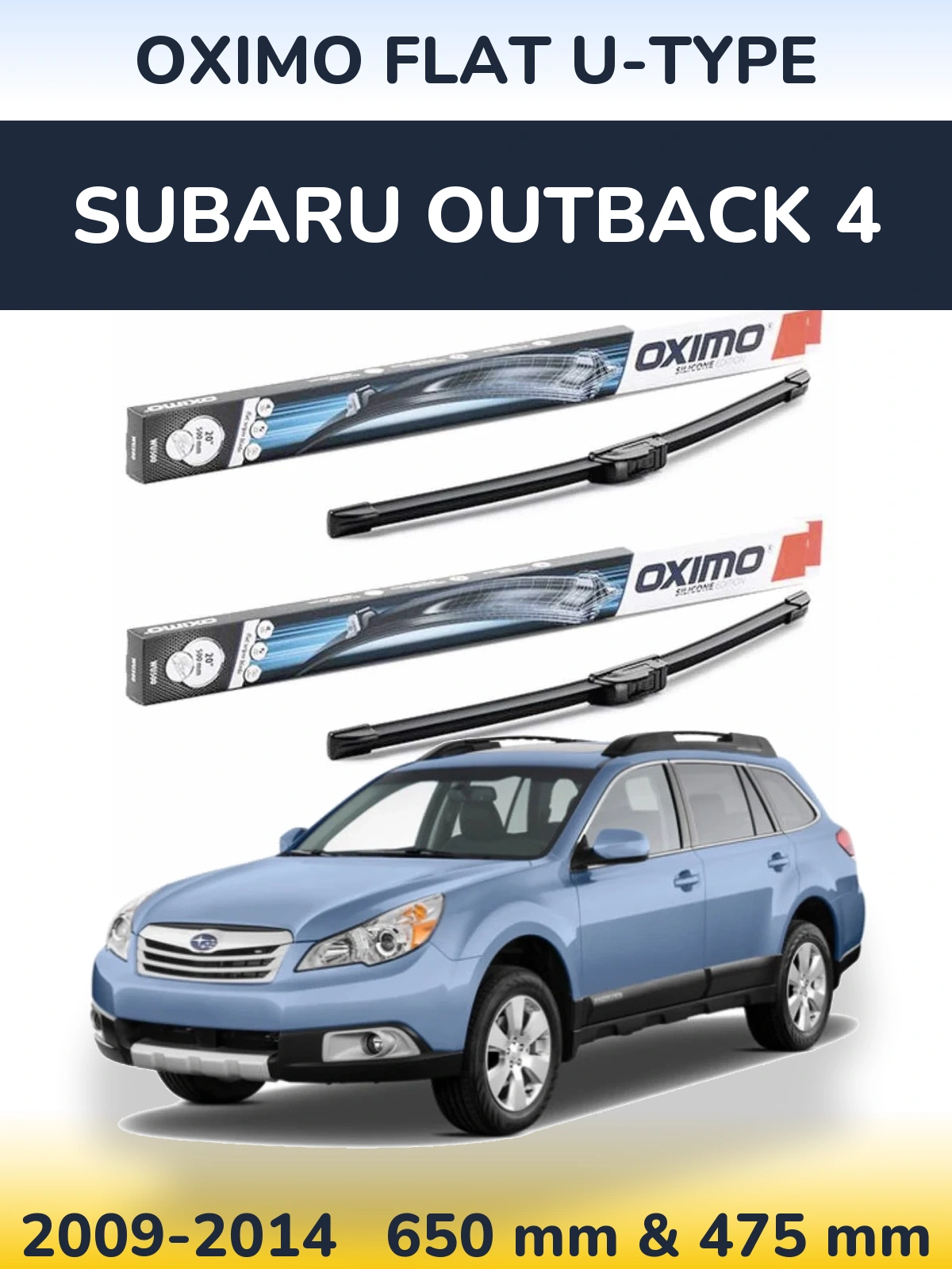Sada předních stěračů Oximo Flat U-type 650 a 475 mm pro Subaru Outback 4 2009-2014