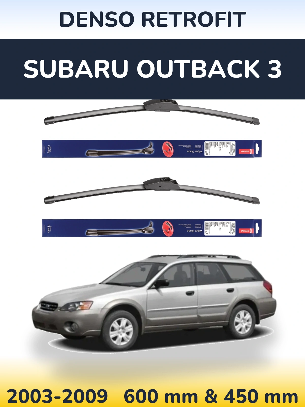 Sada předních stěračů Denso Retrofit 600 a 450 mm pro Subaru Outback 3 2003-2009