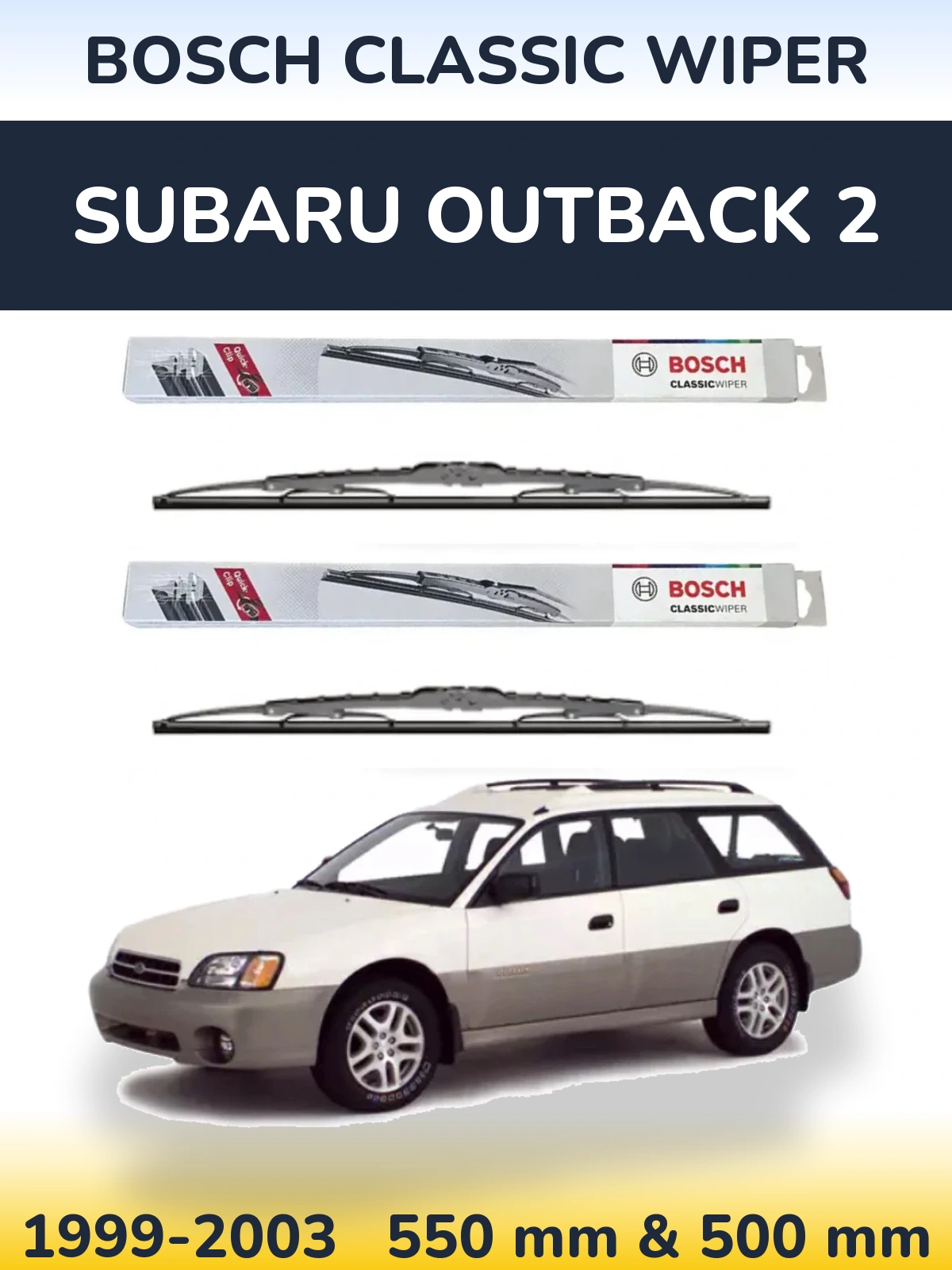 Sada předních stěračů BOSCH Classic Wiper 550 a 500 mm pro Subaru Outback 2 1999-2003