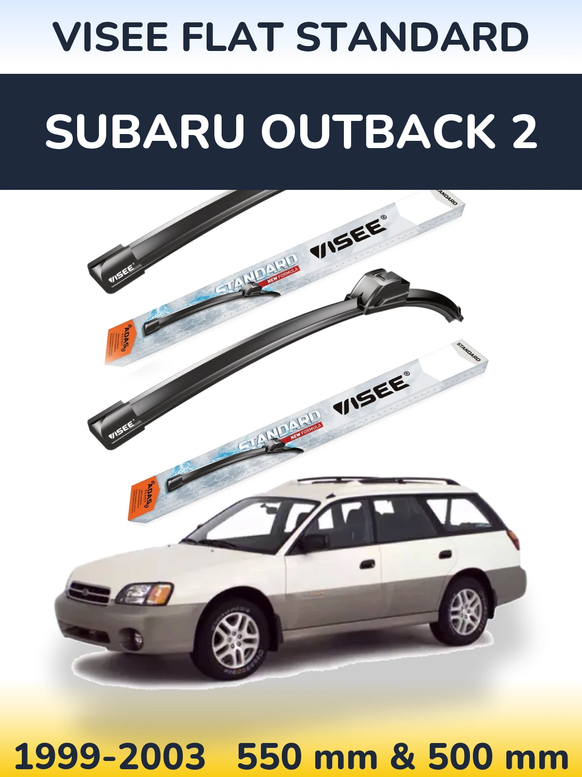Sada předních stěračů VISEE FLAT STANDARD 550 a 500 mm pro Subaru Outback 2 1999-2003