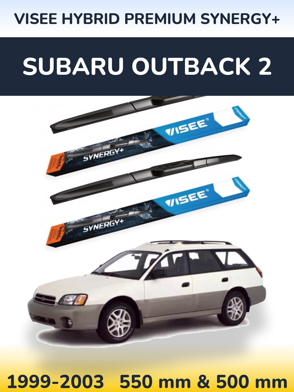 Sada předních stěračů VISEE HYBRID PREMIUM SYNERGY+ 550 a 500 mm pro Subaru Outback 2 1999-2003