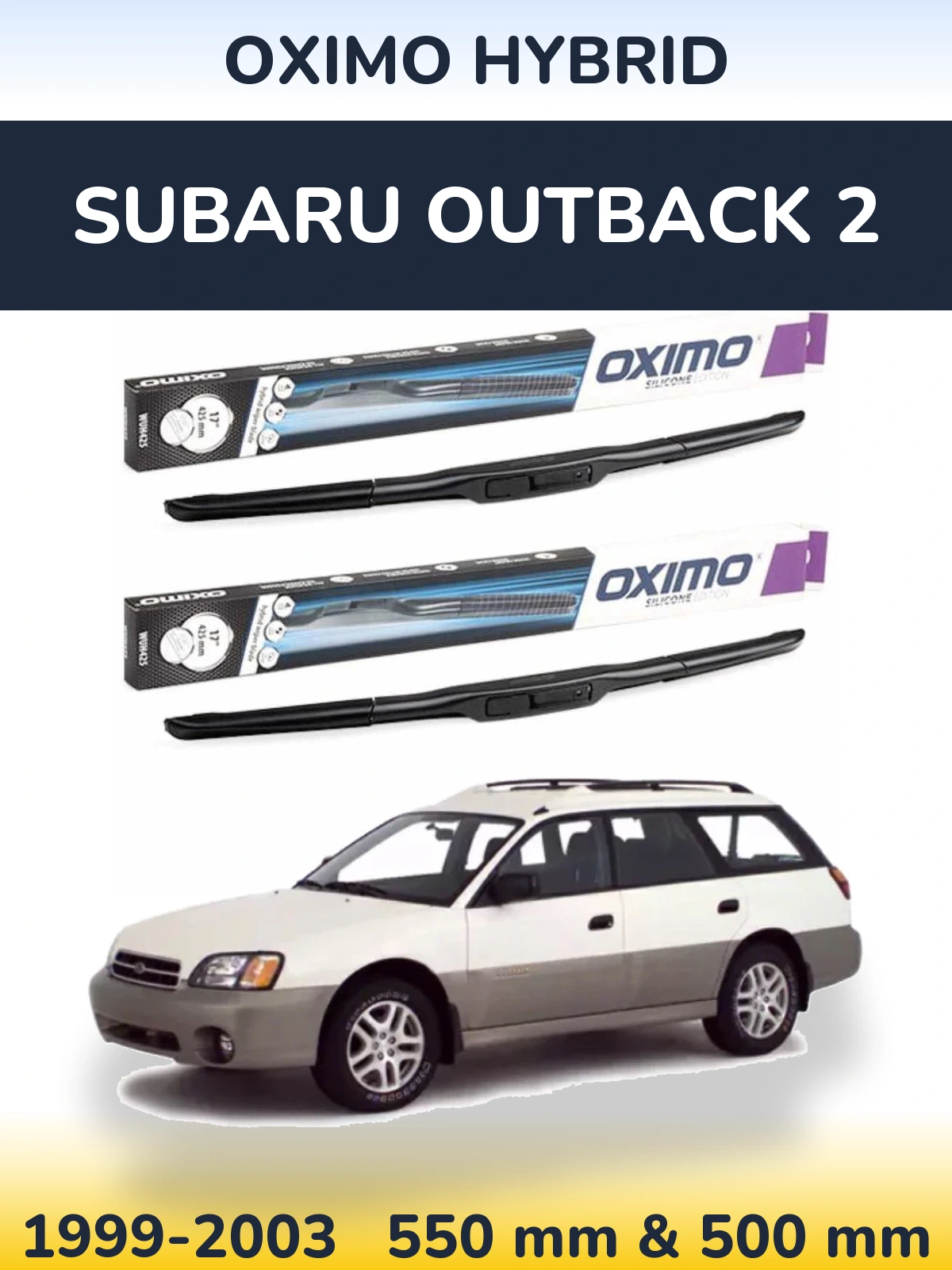 Sada předních stěračů Oximo Hybrid 550 a 500 mm pro Subaru Outback 2 1999-2003