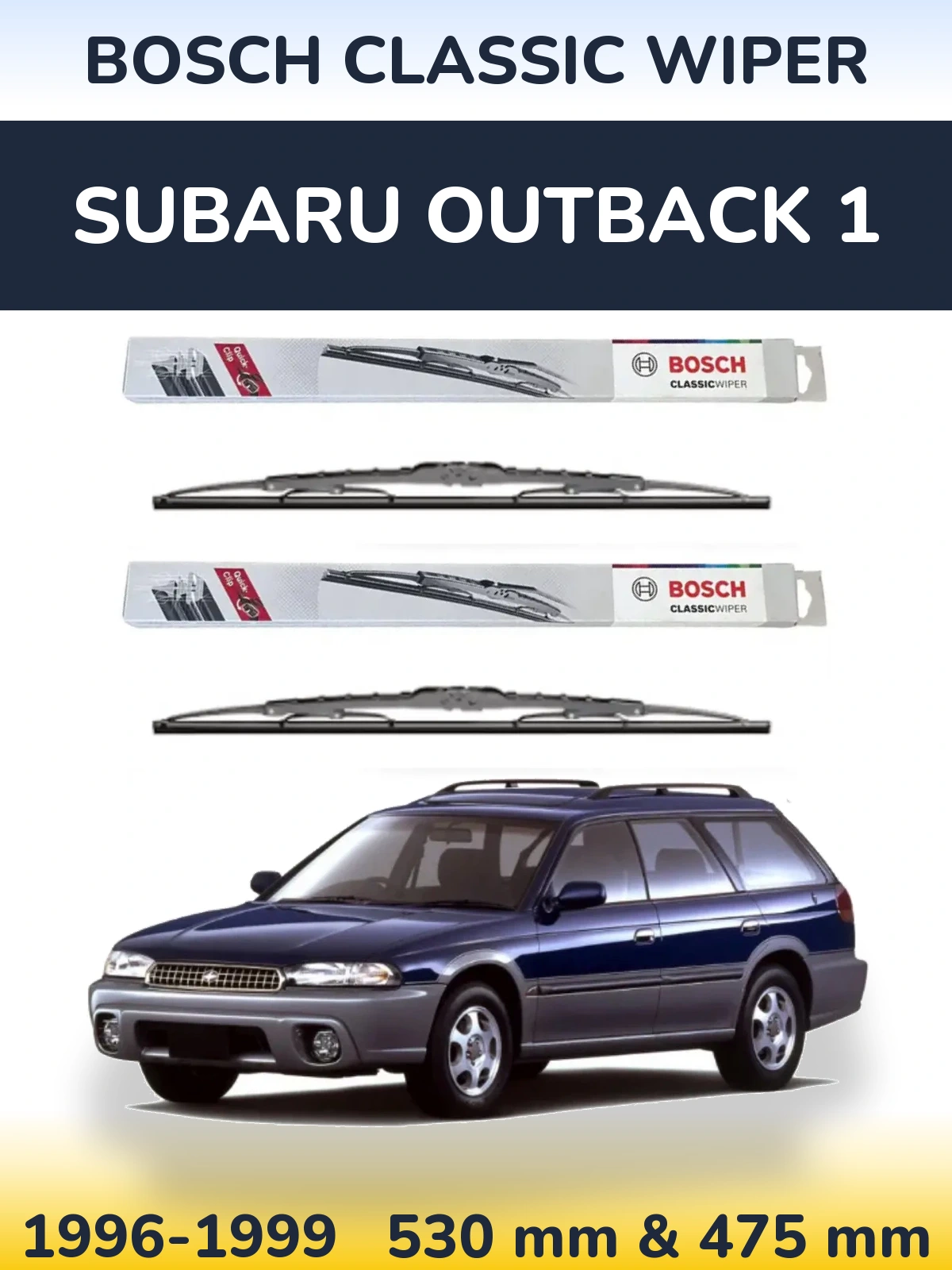 Sada předních stěračů BOSCH Classic Wiper 530 a 475 mm pro Subaru Outback 1 1996-1999