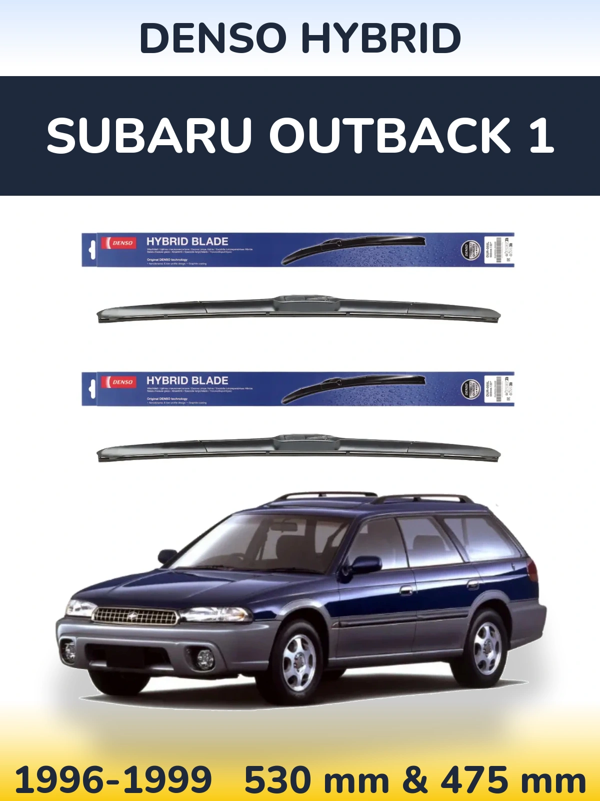 Sada předních stěračů Denso Hybrid 530 a 475 mm pro Subaru Outback 1 1996-1999