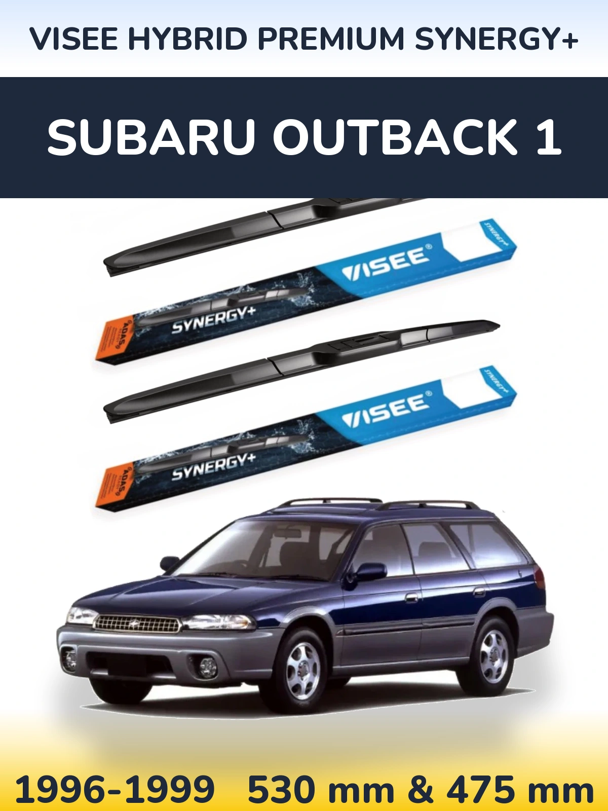 Sada předních stěračů VISEE HYBRID PREMIUM SYNERGY+ 530 a 475 mm pro Subaru Outback 1 1996-1999