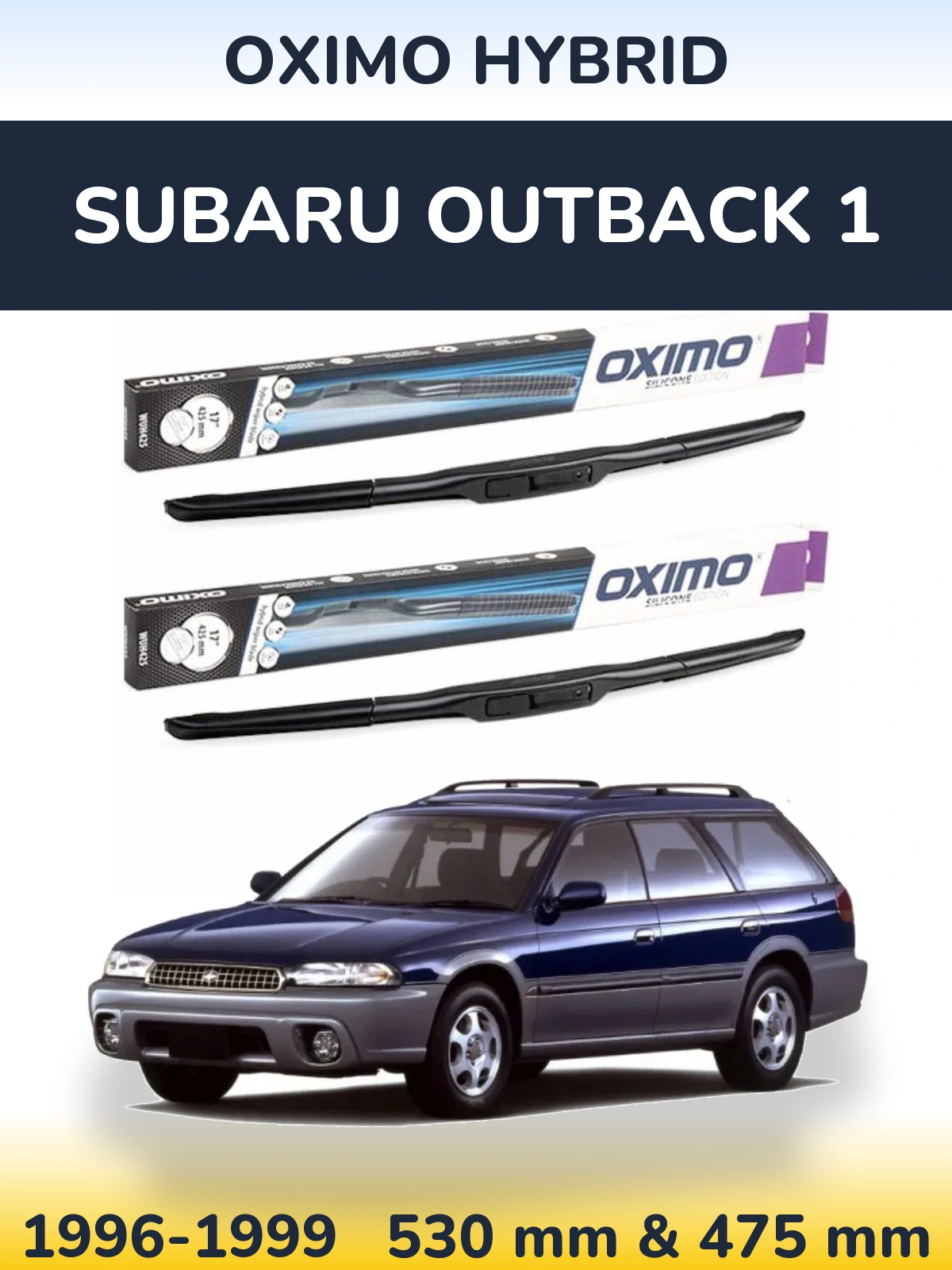 Sada předních stěračů Oximo Hybrid 530 a 475 mm pro Subaru Outback 1 1996-1999