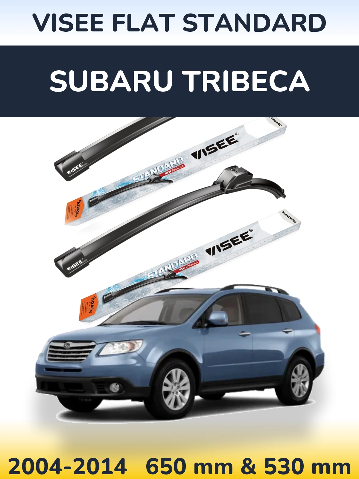 Sada předních stěračů VISEE FLAT STANDARD 650 a 530 mm pro Subaru Tribeca 2004-2014