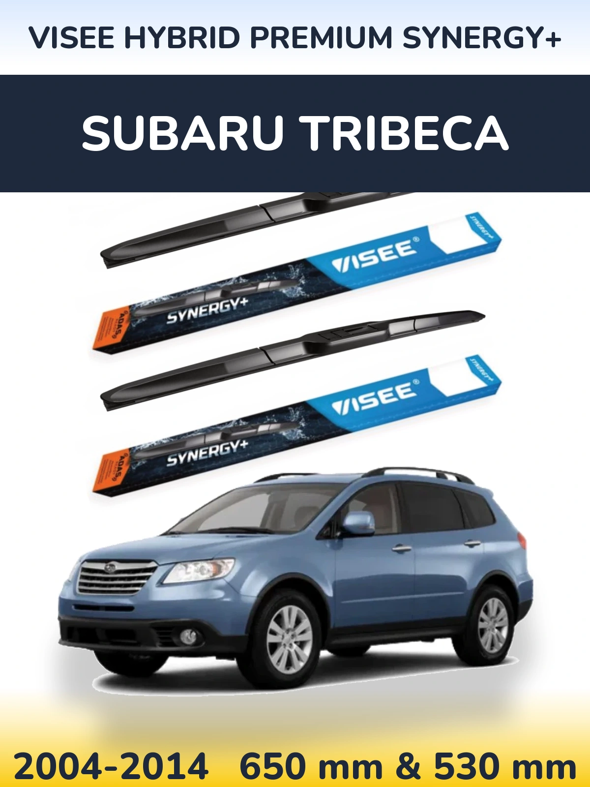 Sada předních stěračů VISEE HYBRID PREMIUM SYNERGY+ 650 a 530 mm pro Subaru Tribeca 2004-2014