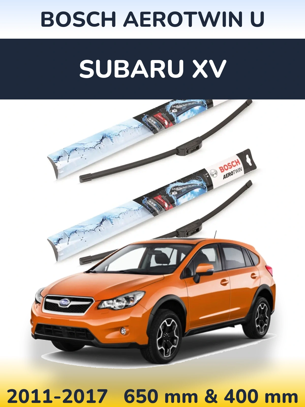 Sada předních stěračů BOSCH AeroTwin U 650 a 400 mm pro Subaru XV 2011-2017
