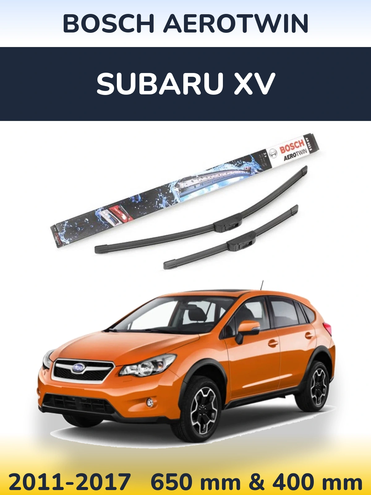 Sada předních stěračů BOSCH AeroTwin 650 a 400 mm pro Subaru XV 2011-2017