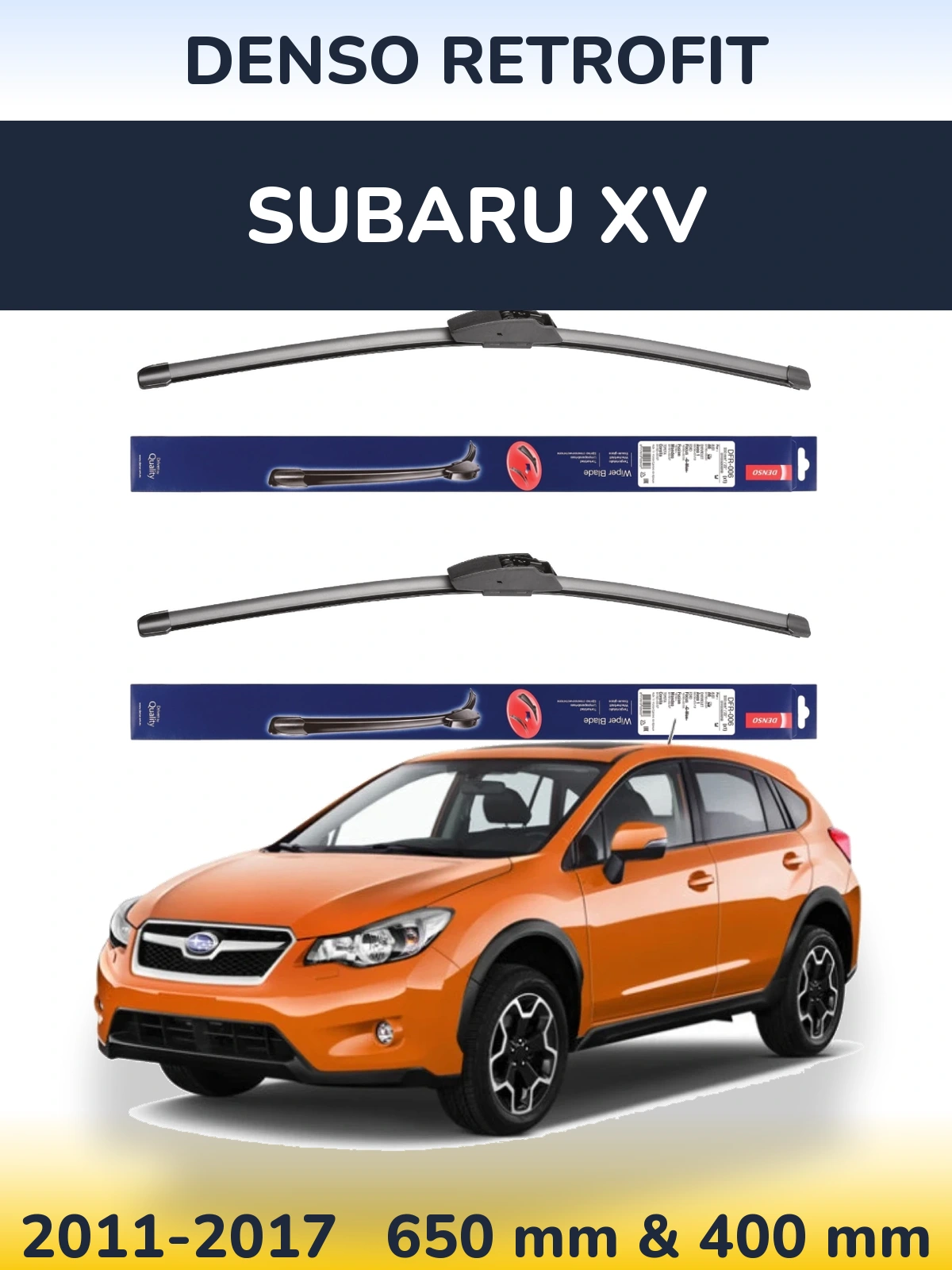 Sada předních stěračů Denso Retrofit 650 a 400 mm pro Subaru XV 2011-2017