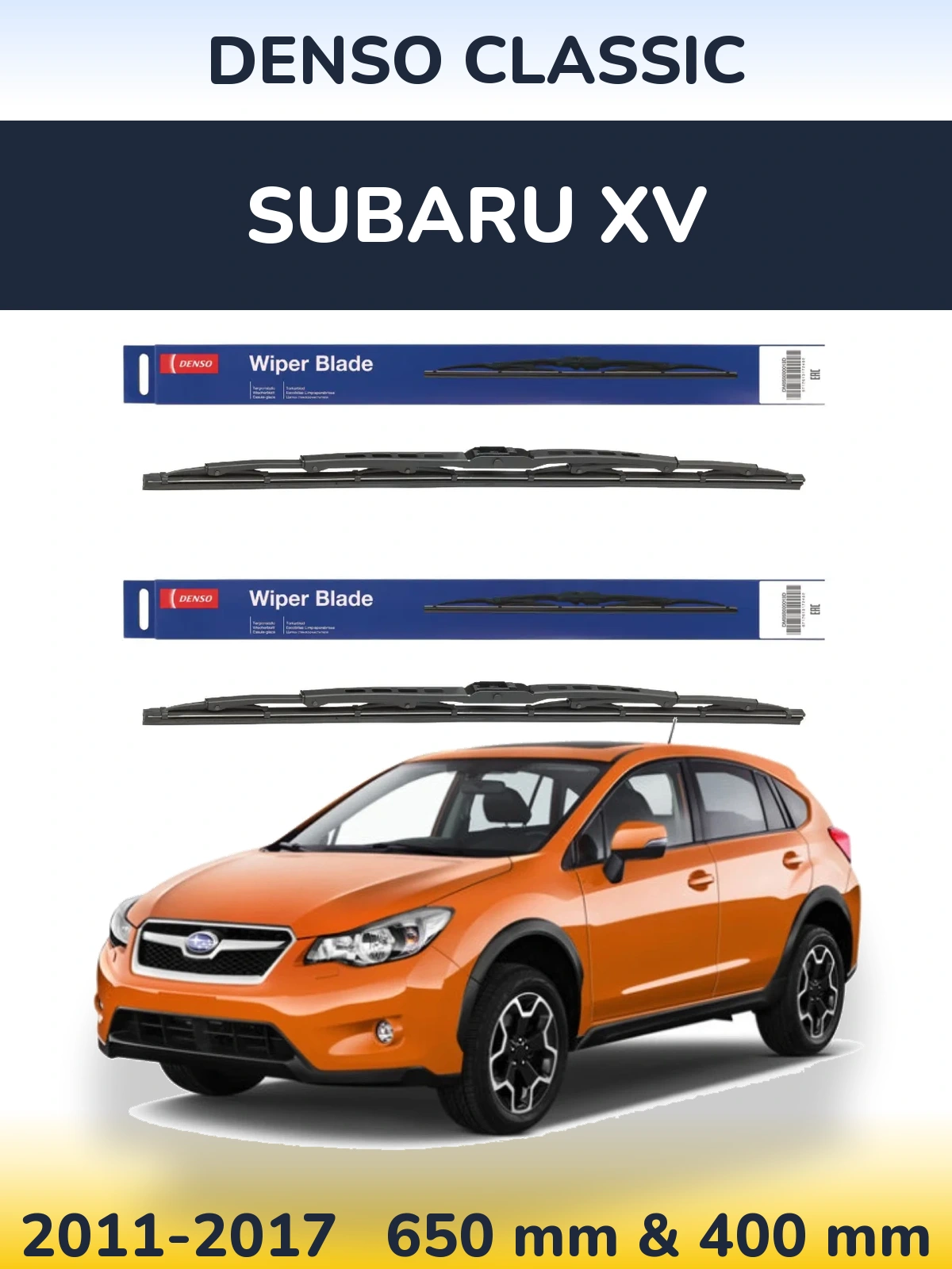 Sada předních stěračů Denso Classic 650 a 400 mm pro Subaru XV 2011-2017