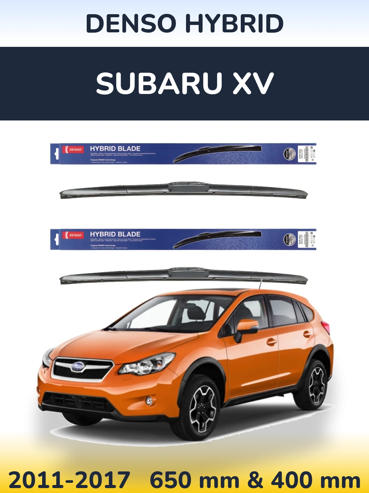 Sada předních stěračů Denso Hybrid 650 a 400 mm pro Subaru XV 2011-2017